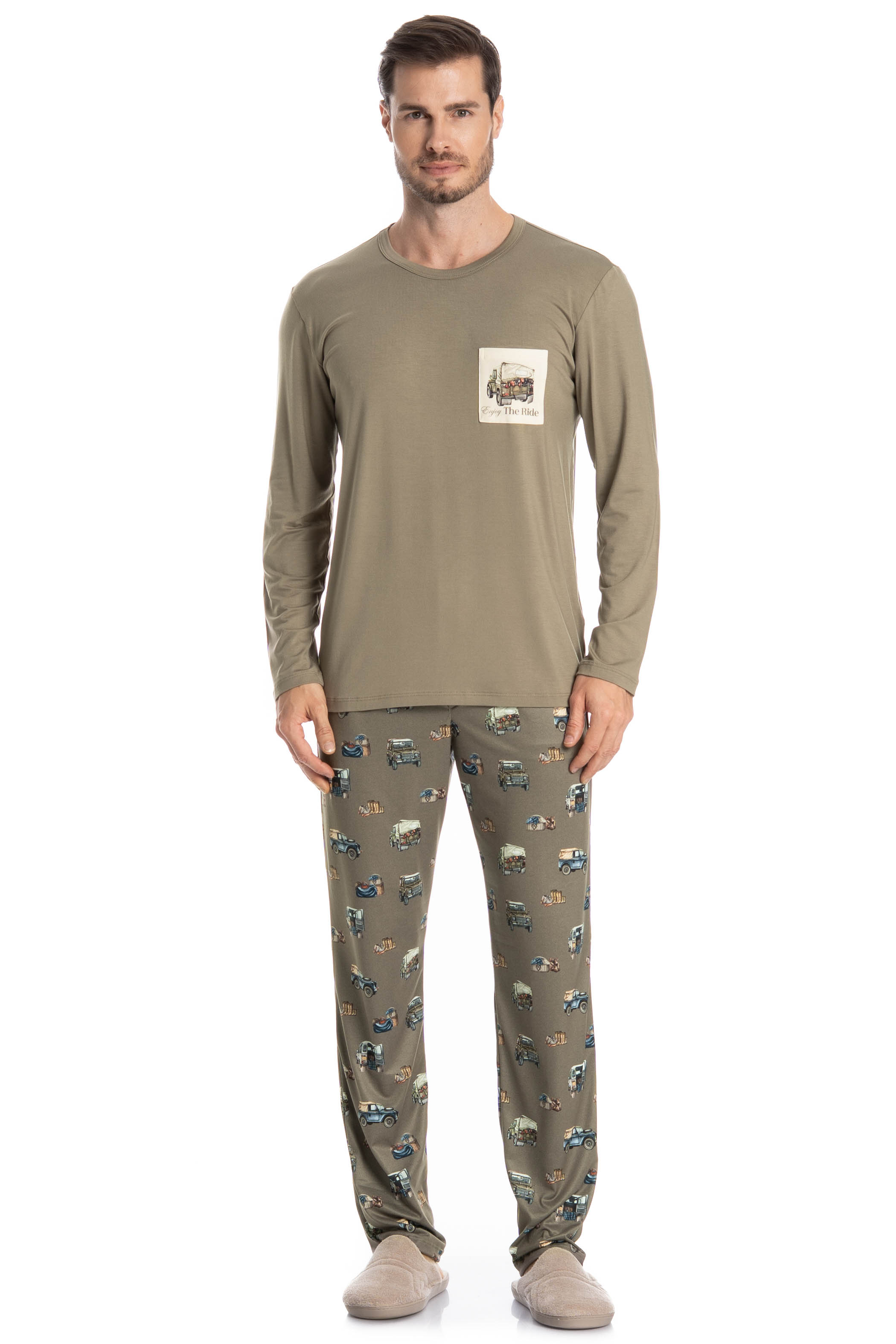 Pijama Masculino Longo Ride Verde - Imagem 1