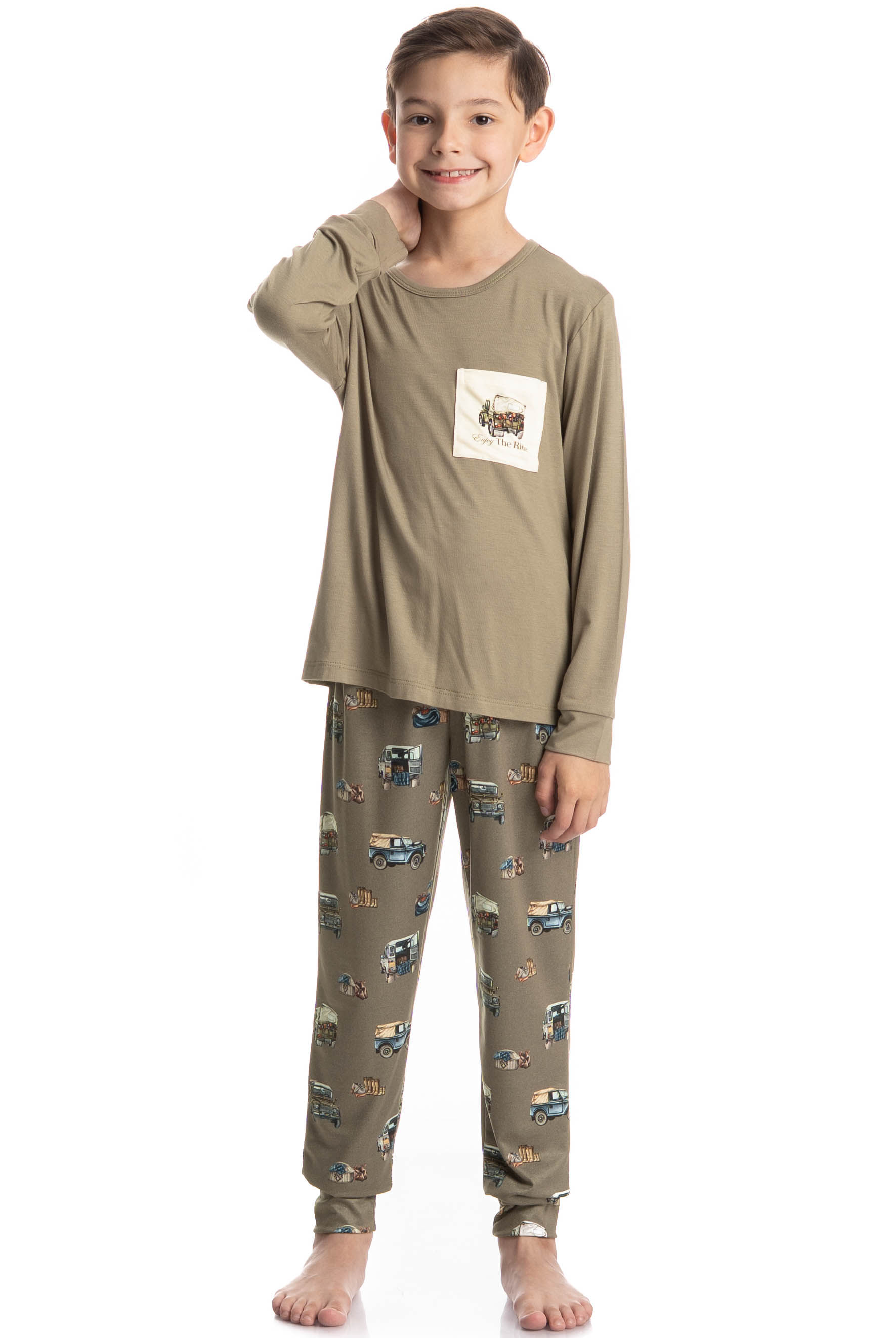 Pijama Infantil Longo Ride Verde - Imagem 1