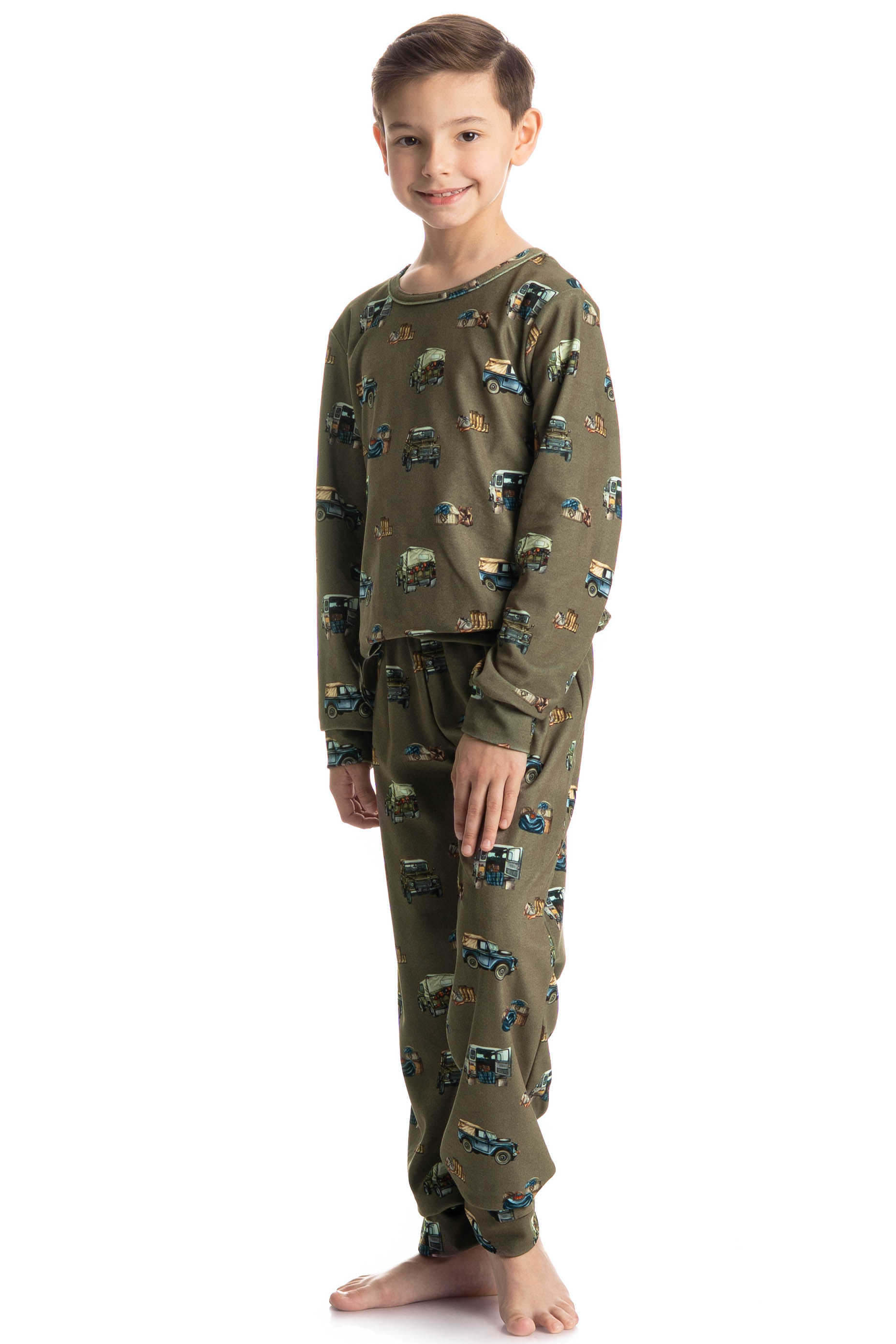 Pijama Infantil Longo Velvet Ride Verde - Imagem 1