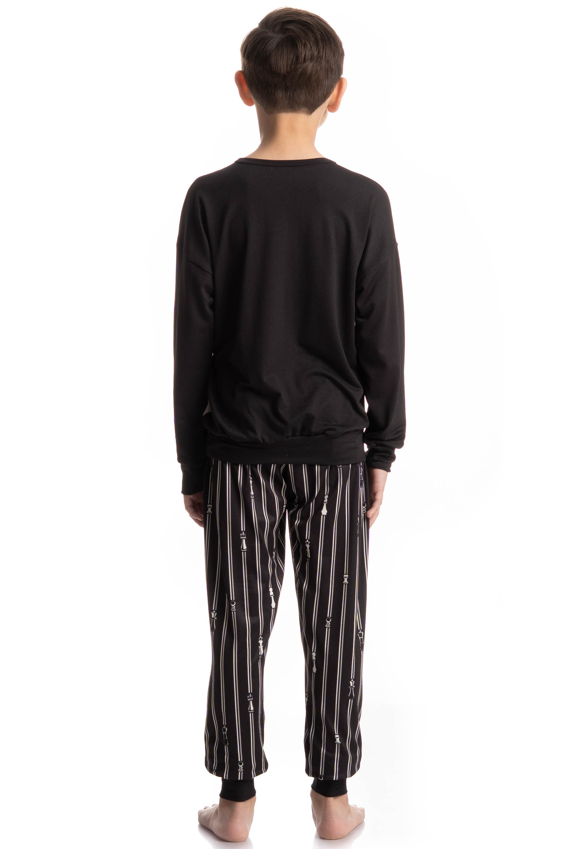 Pijama Infantil Longo Unissex Xadrez Preto - Imagem 2