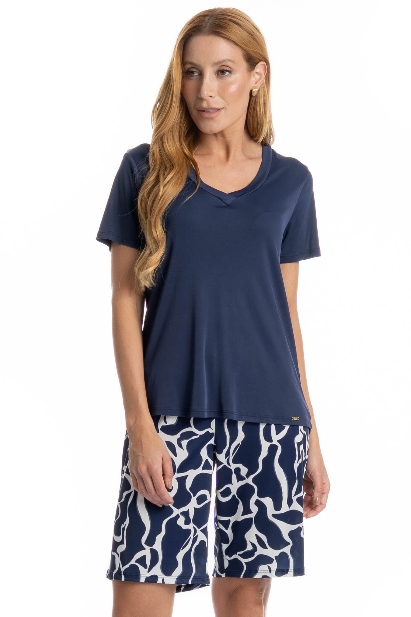 Pijama Feminino Teresa Azul-marinho - Imagem 1