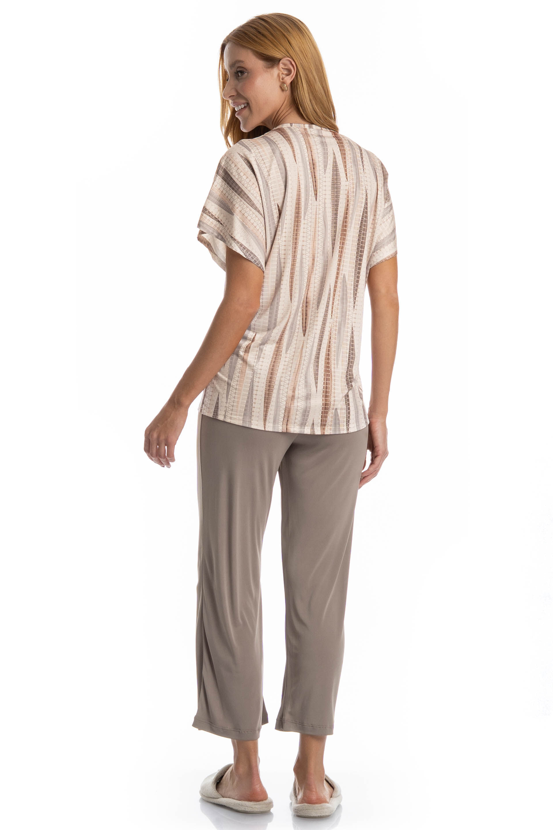Pijama Feminino Capri Gisele Bege - Imagem 2