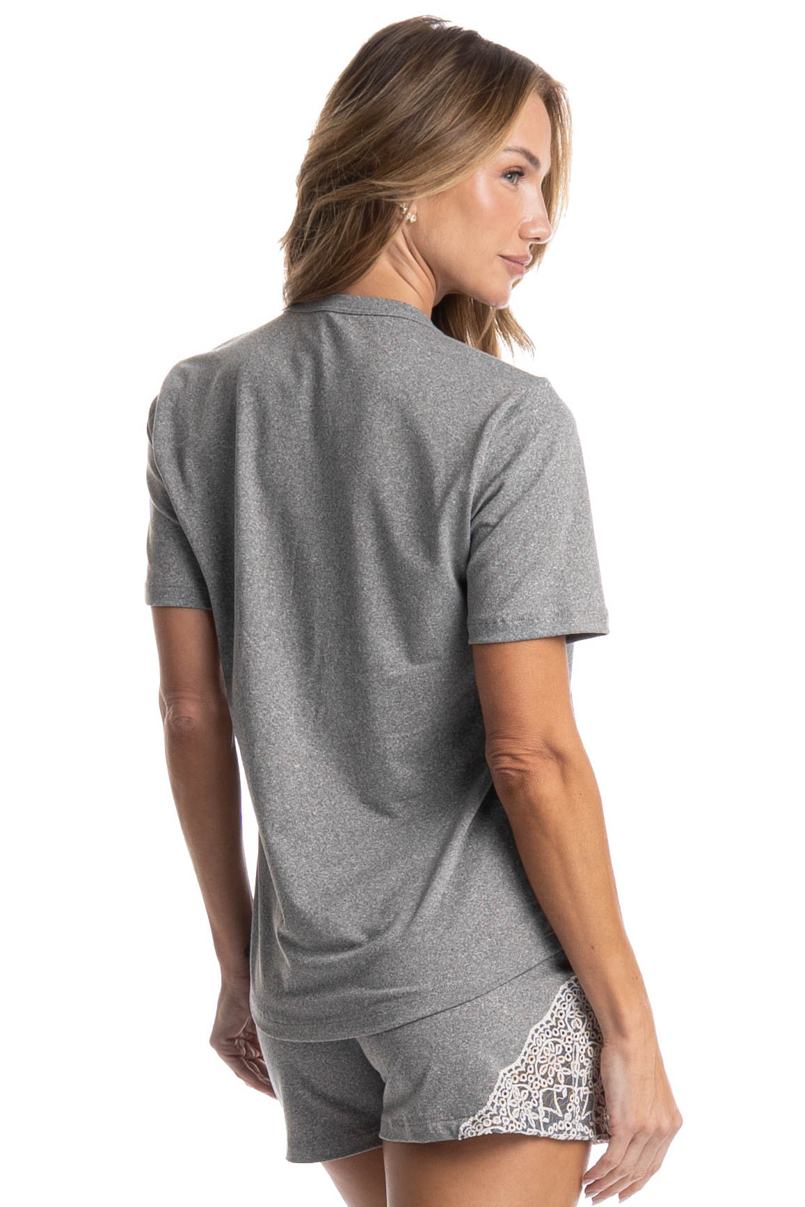 Pijama Feminino Curto Erica Cinza - Imagem 2