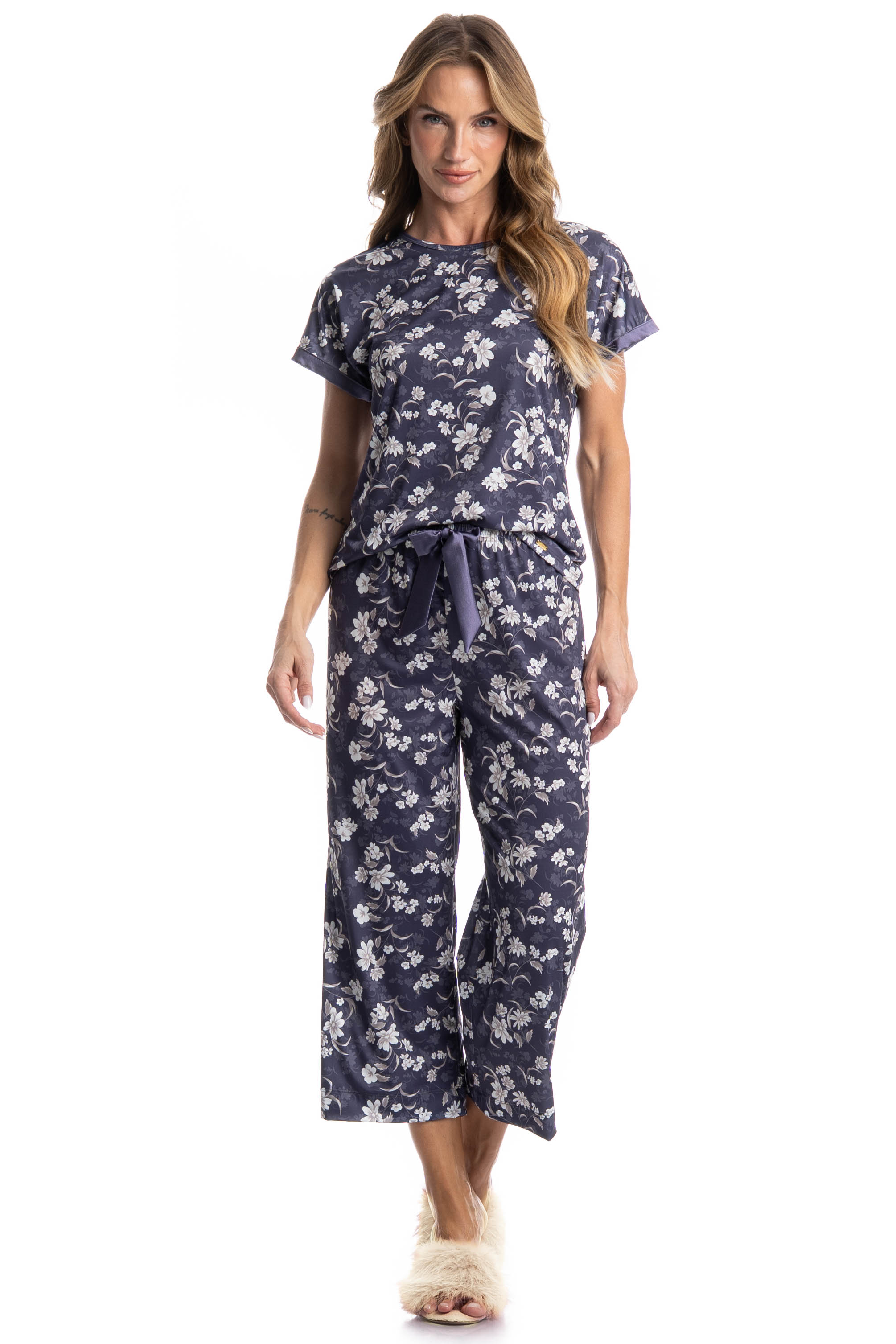 Pijama Feminino Capri Afrodite Azul-marinho - Imagem 1