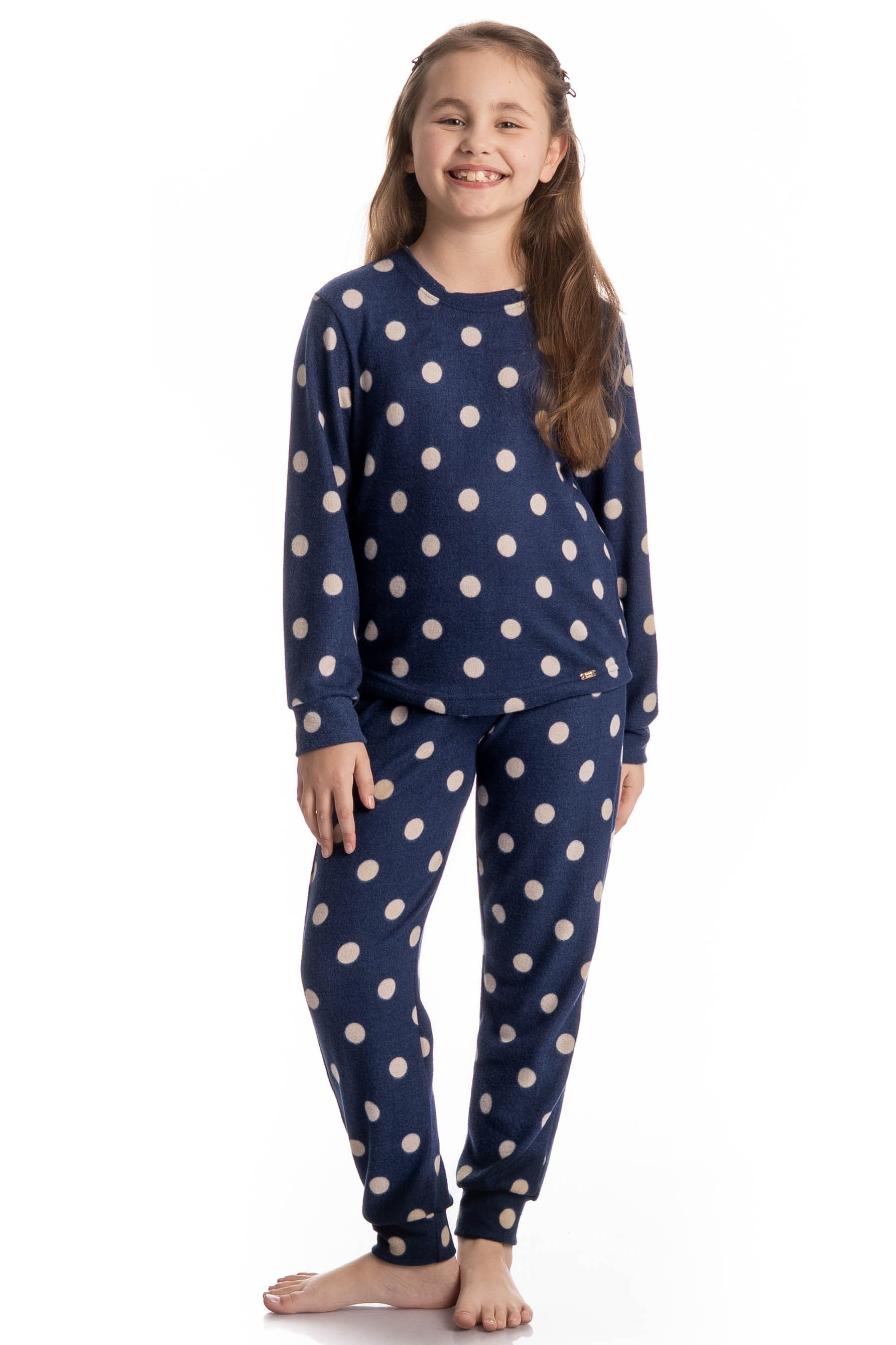 Pijama Infantil Longo Mel Azul-marinho - Imagem 1