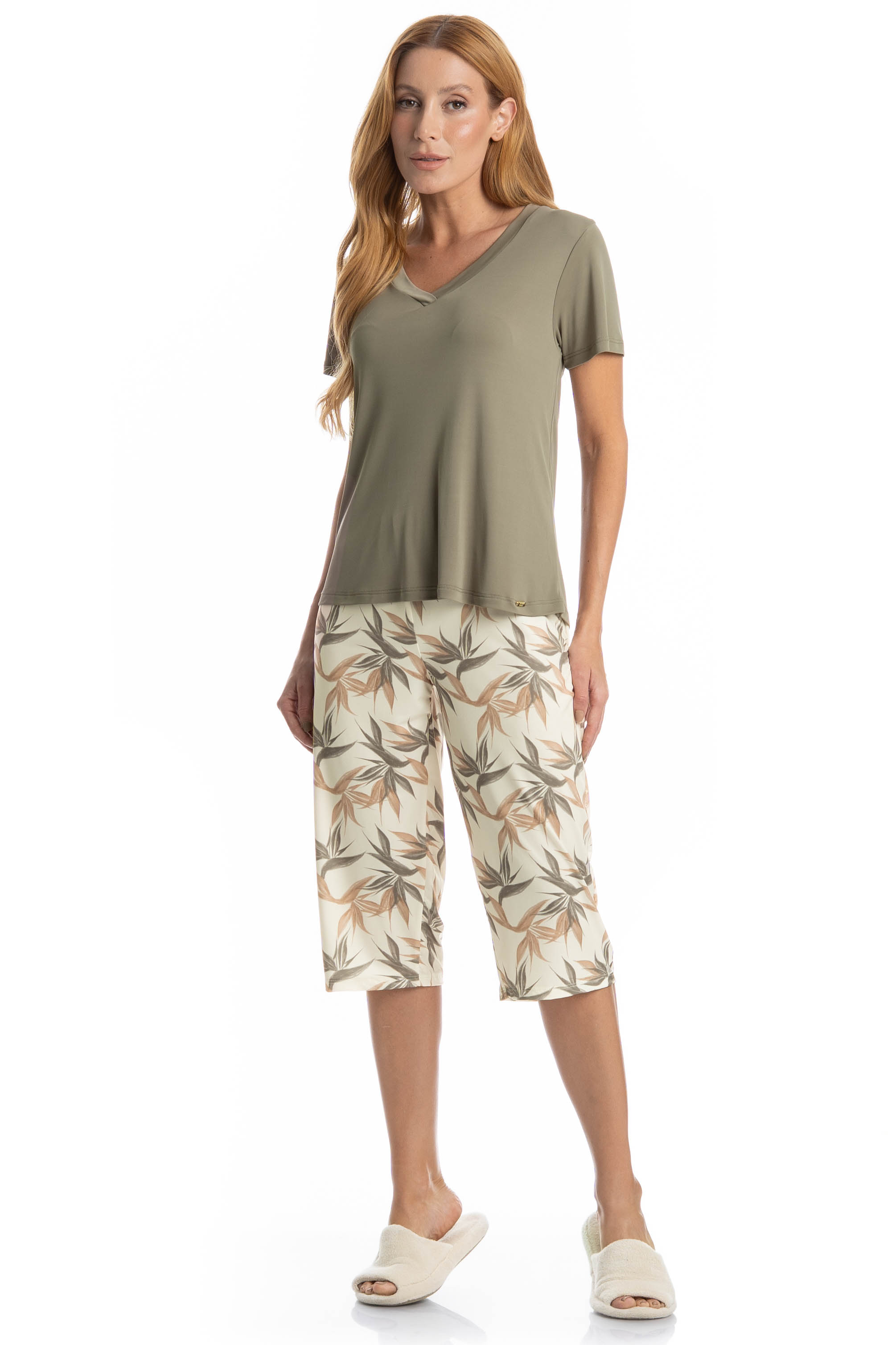 Pijama Feminino Pescador Rafaela Verde - Imagem 1