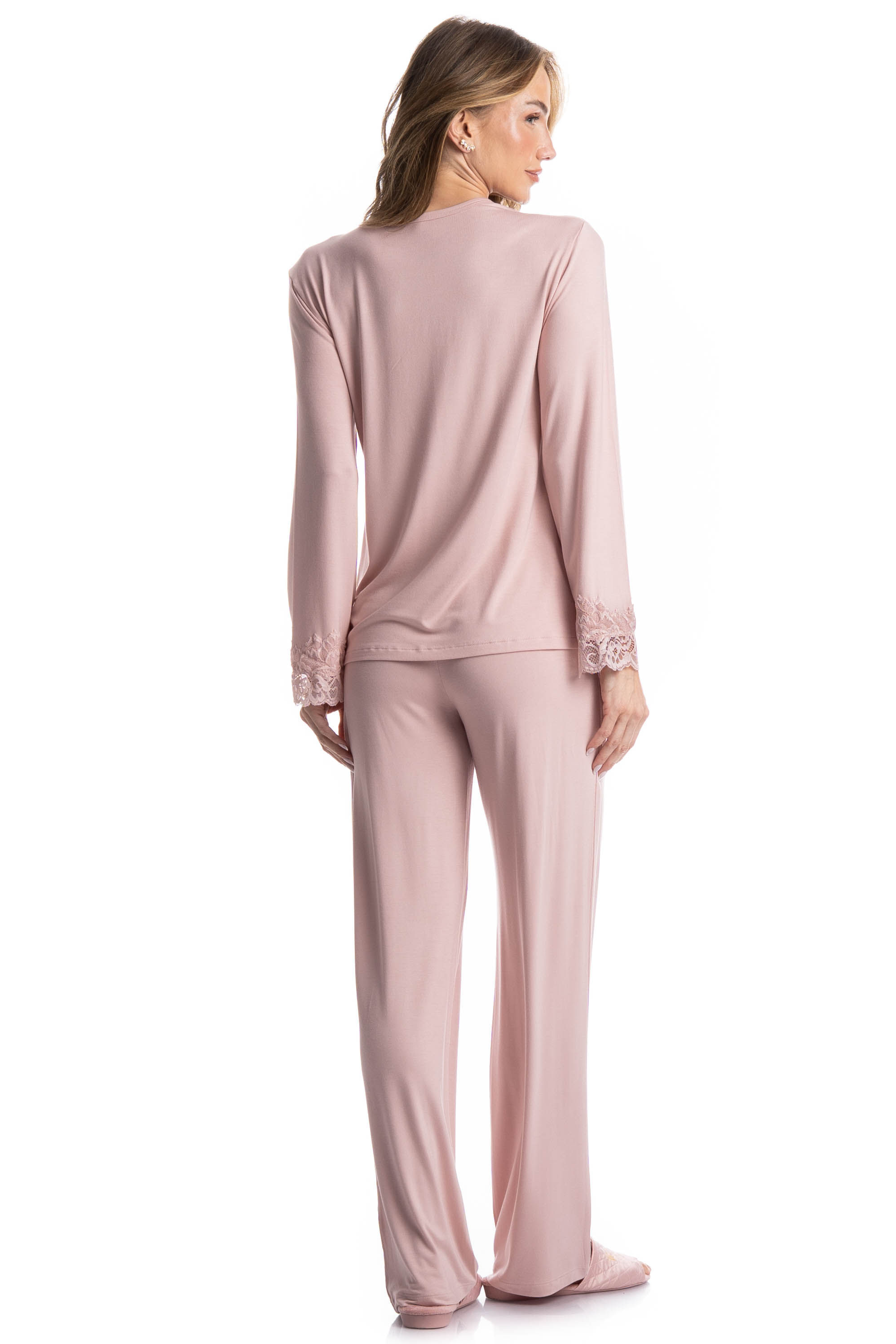 Pijama Feminino Longo Aurora Rosa-3 - Imagem 2
