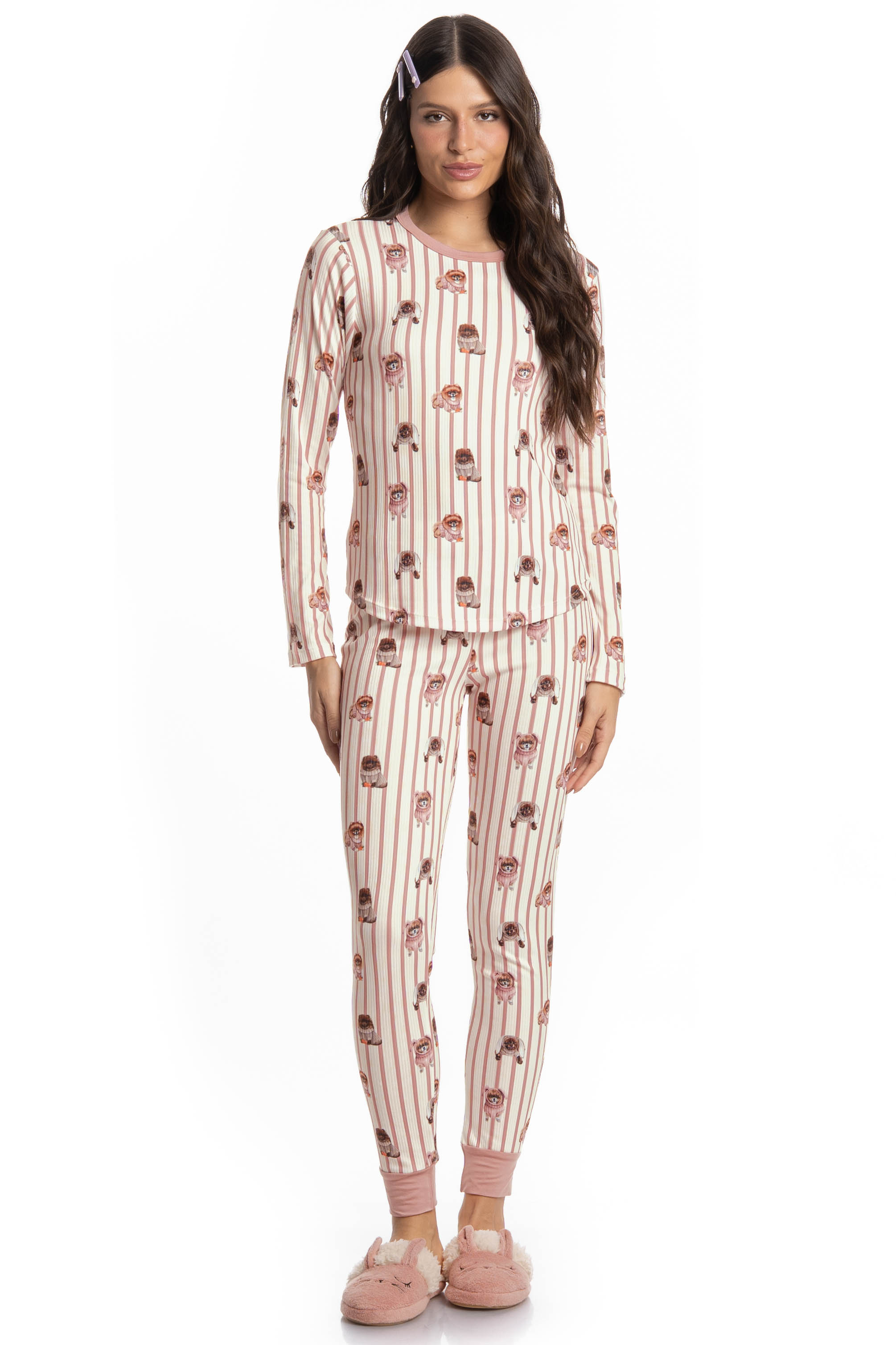 Pijama Feminino Slim Lyla Bunny Branco - Imagem 1