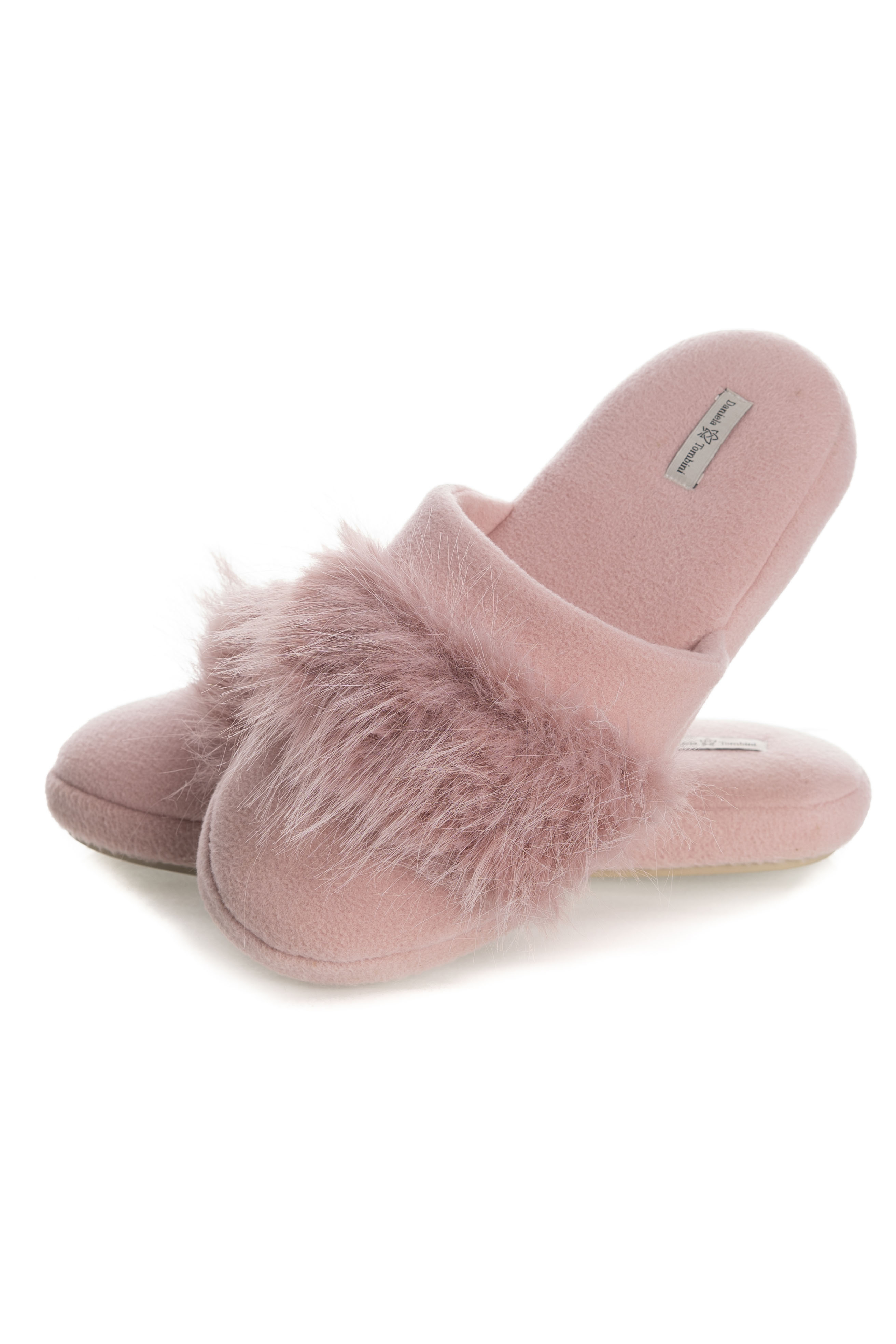 Chinelo Feminino Em Fleece Com Pelo Gianne Rosa-3 - Imagem 1