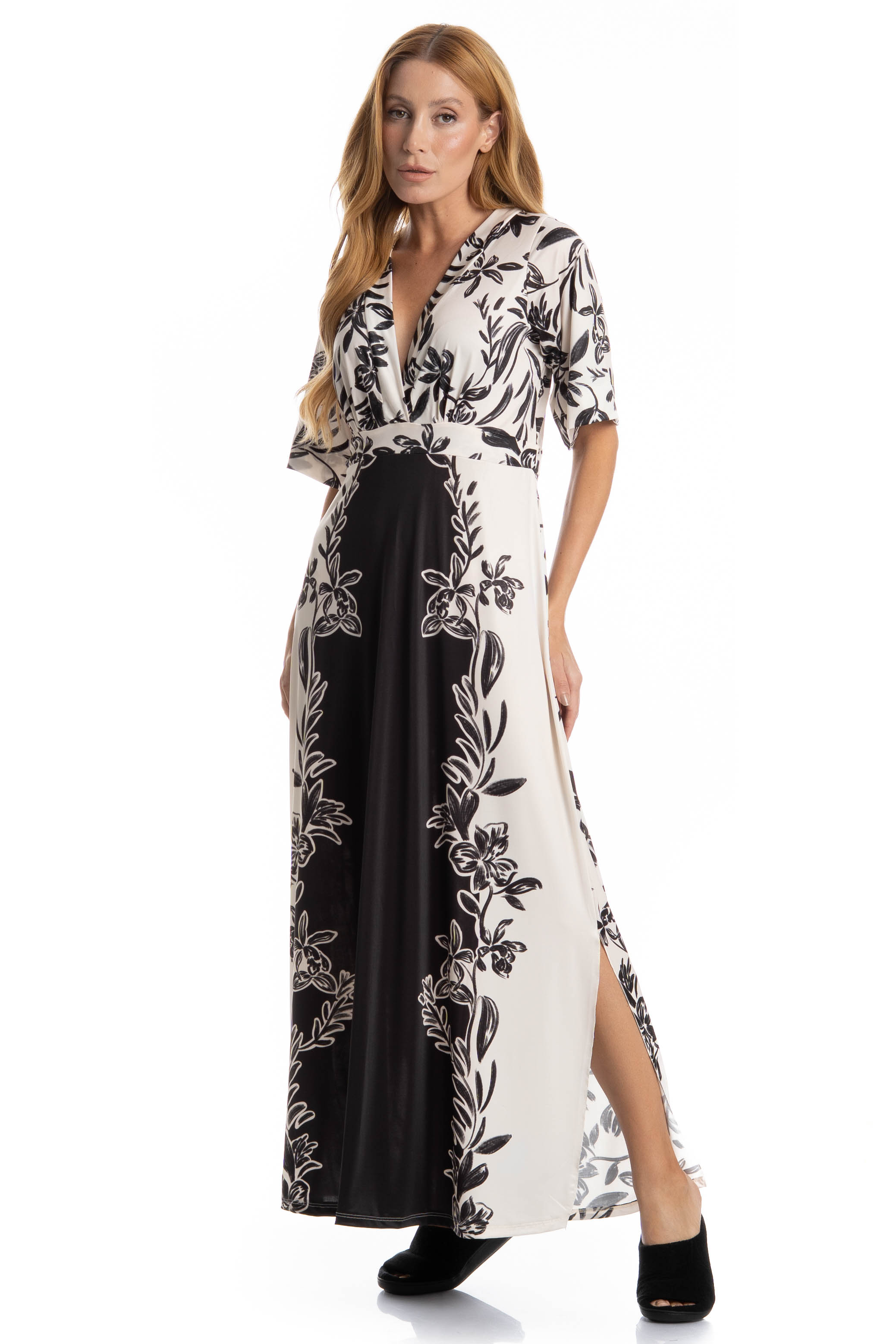 Kaftan Feminino Longo Mariana Preto - Imagem 1