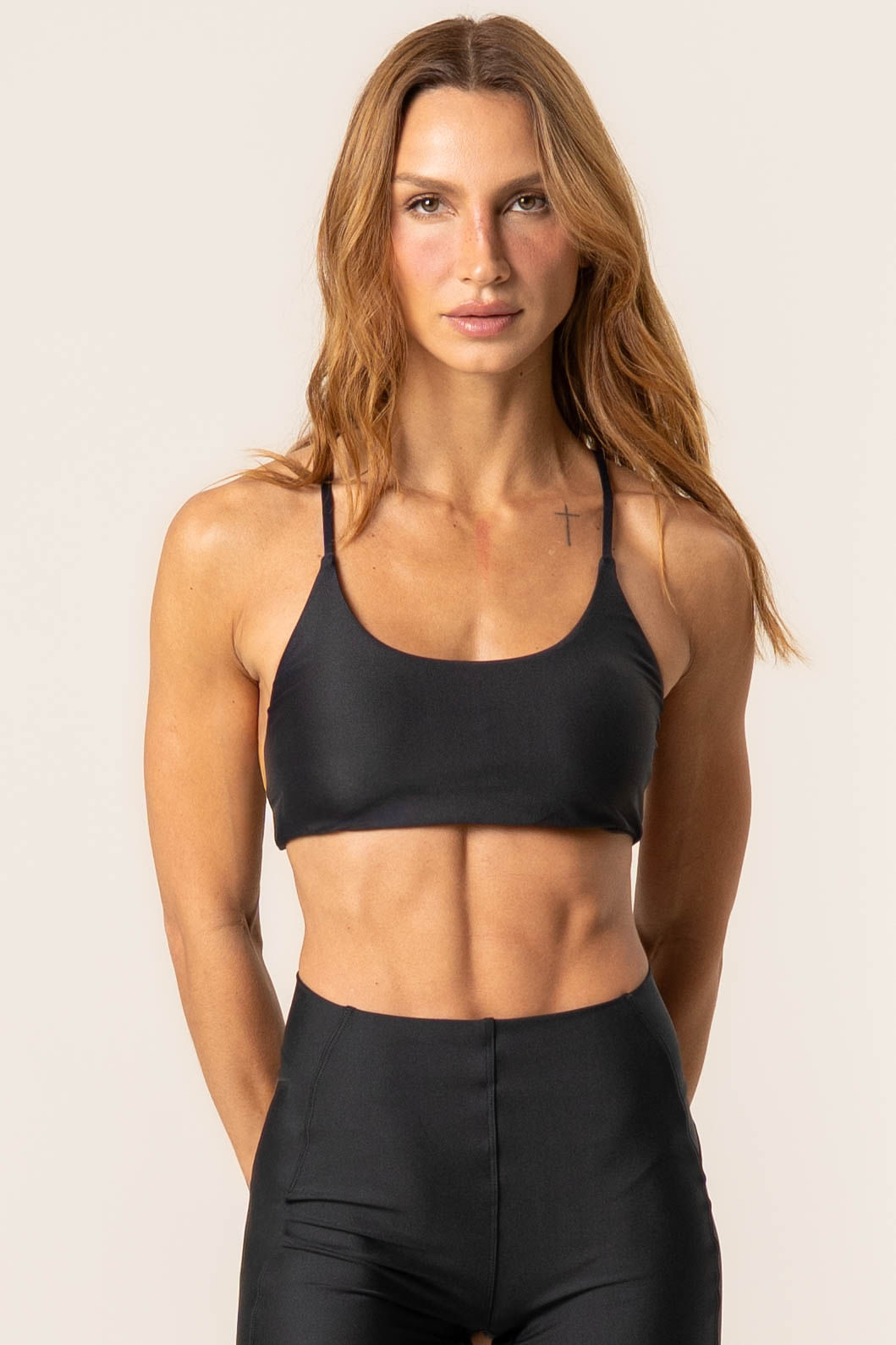 Top Double Cross Light Elevate Vivame Preto - Imagem 1