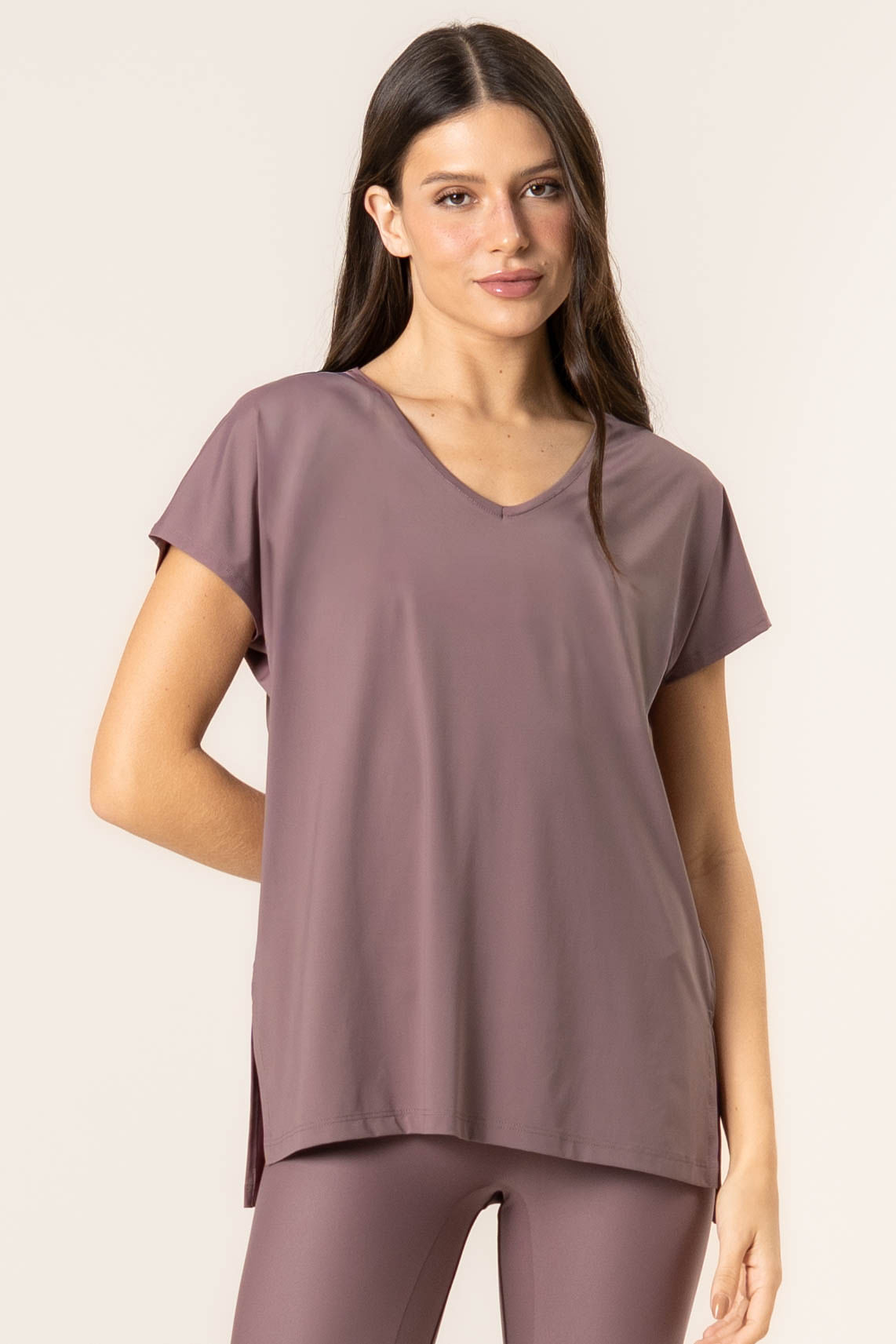 Camiseta Basic Decote V Ease Vivame Rosa - Imagem 1