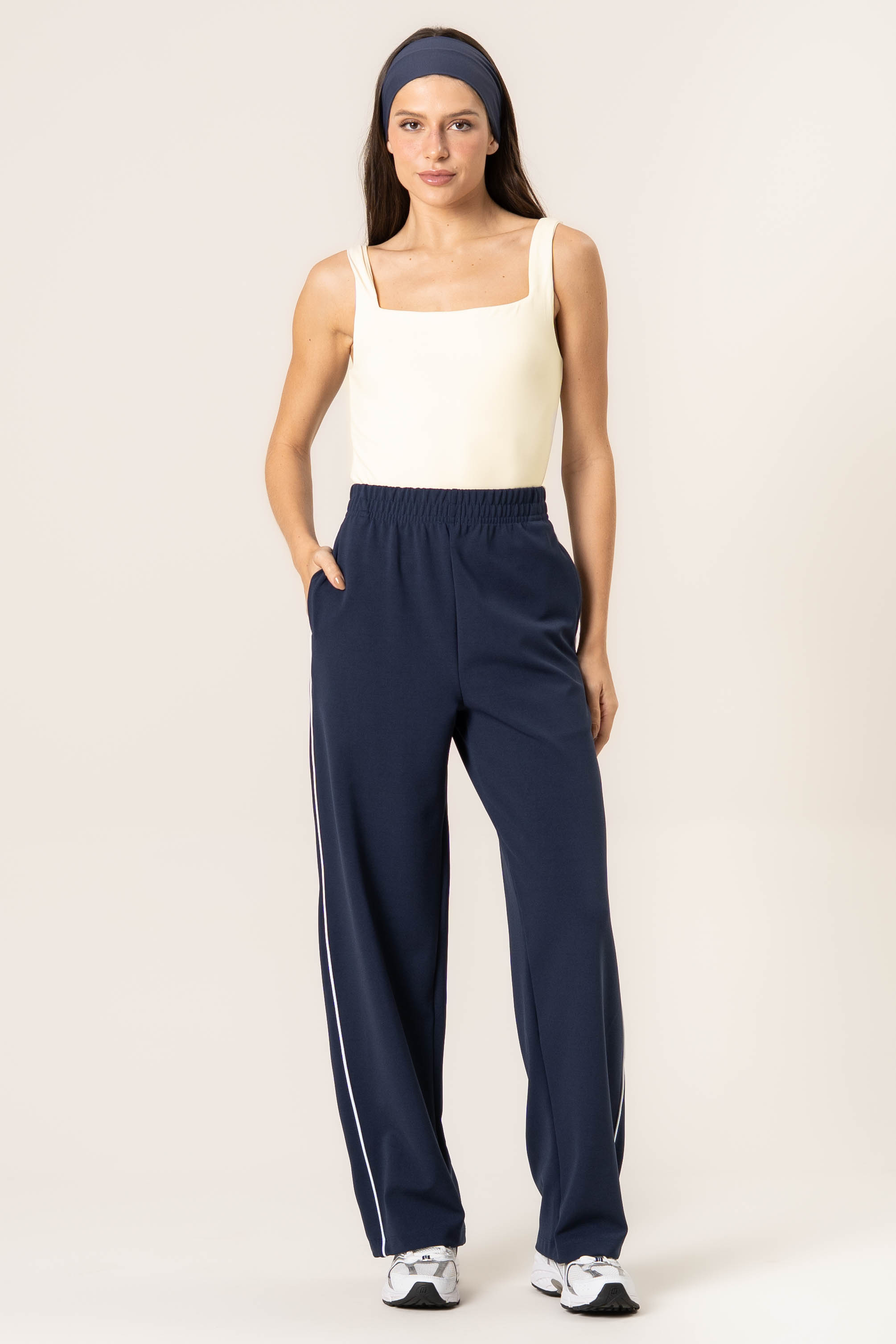 Calça Reta Com Bolsos Tess Vivame Azul-marinho - Imagem 1