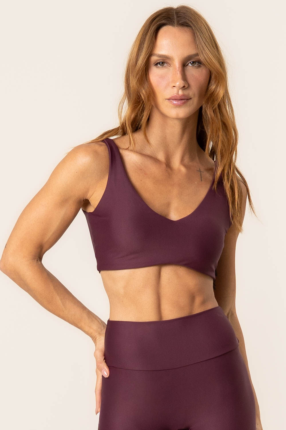 Top V Paralelo Dark Cherry Vivame Vermelho - Imagem 1