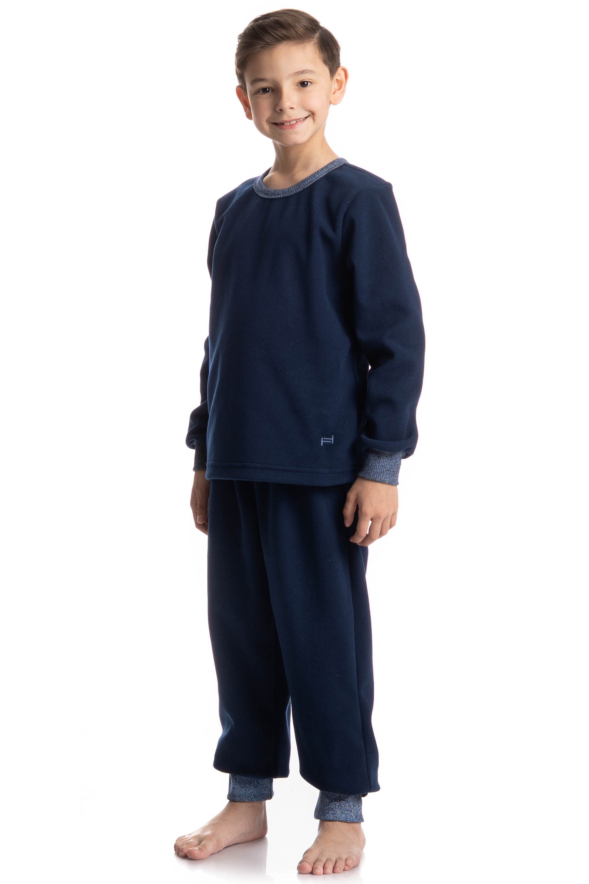 Pijama Longo Infantil Pedro Azul-marinho - Imagem 1