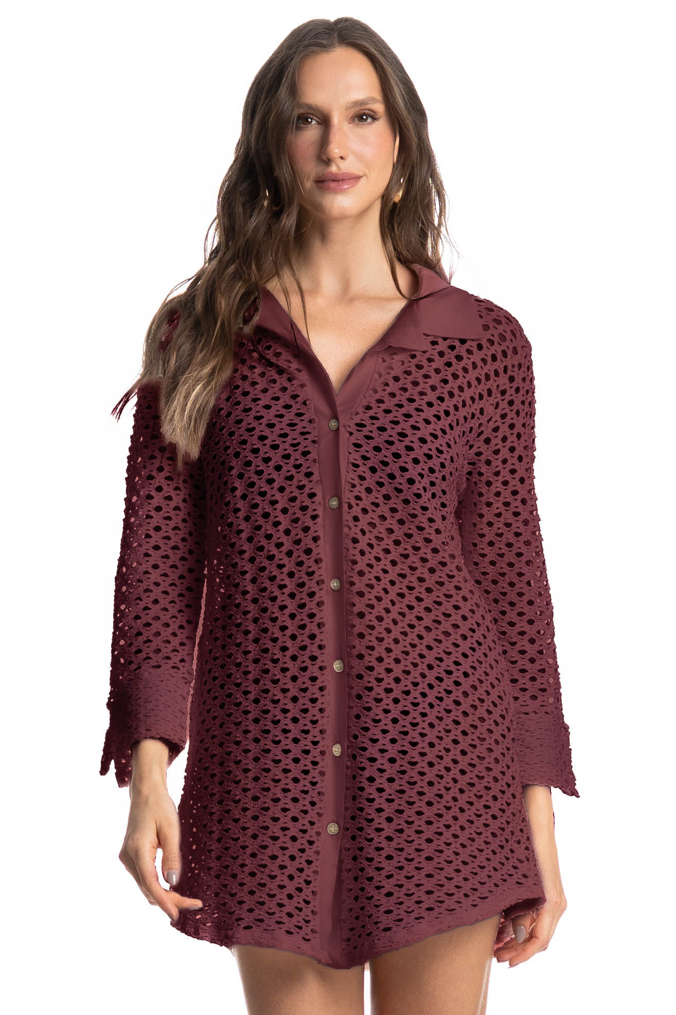 Camisa Feminina Mangostim Vinho - Imagem 1