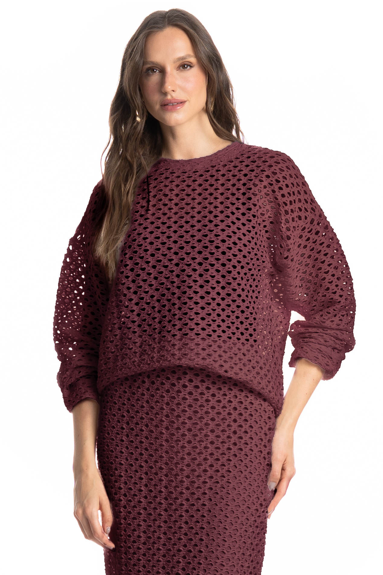 Blusa Com Manga Mangostim Vinho - Imagem 1