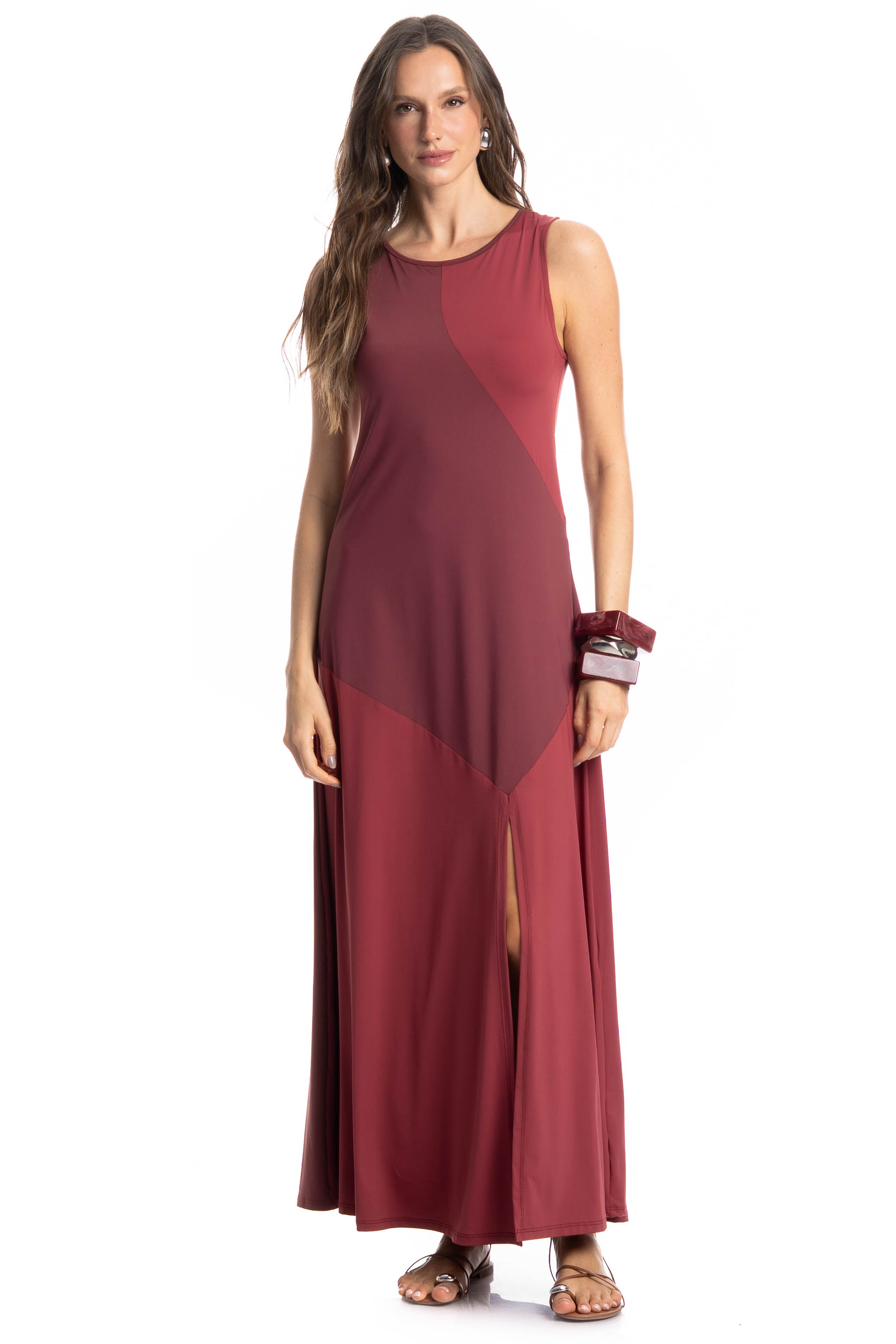 Vestido Bicolor Malbec Vinho - Imagem 1