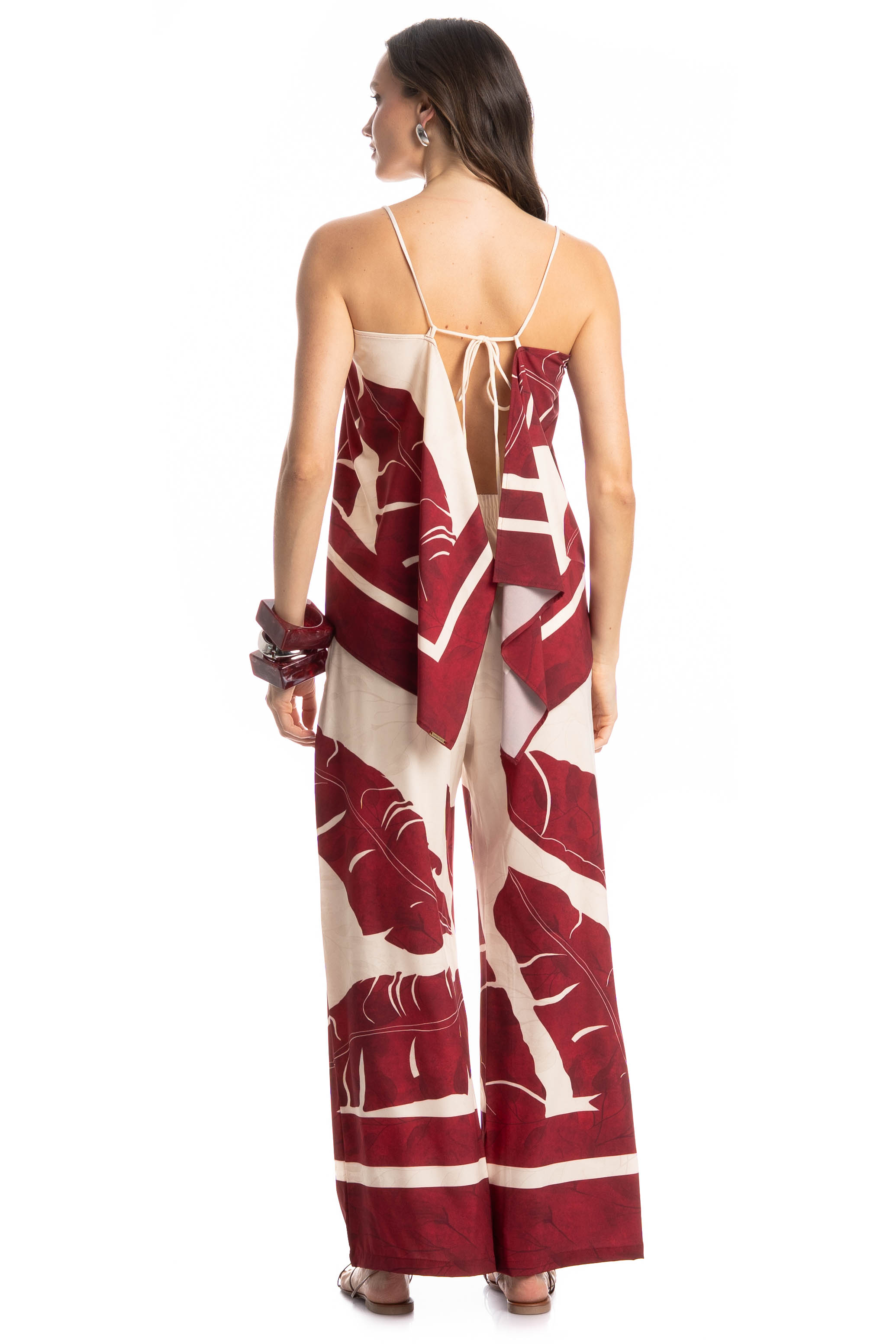 Calça Feminina Com Bolso Folha Vinho - Imagem 2