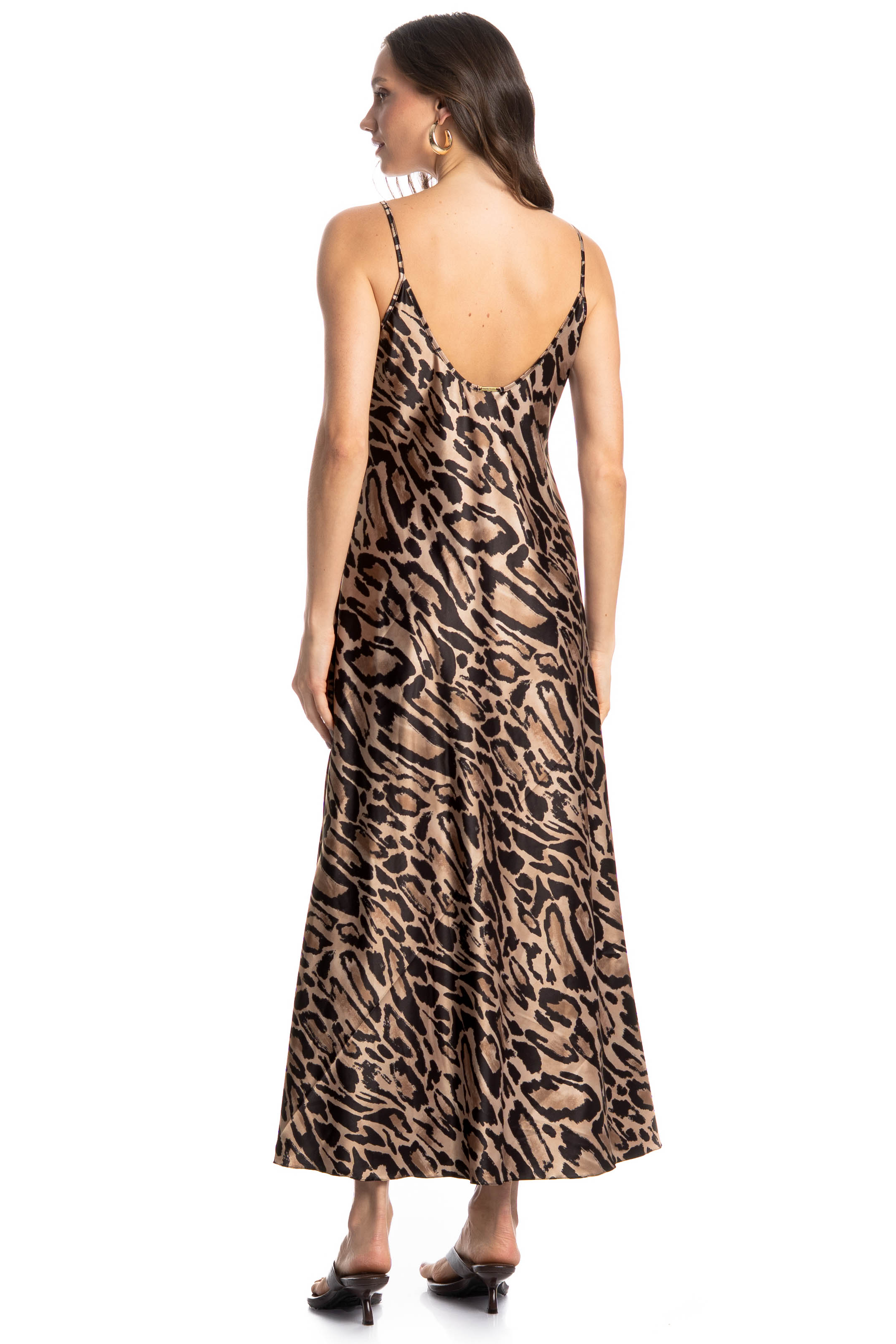 Vestido De Cetim Alcinha Onça Marrom - Imagem 2