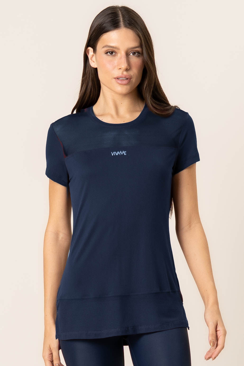 Camiseta Com Tela Pulse Vivame Azul-marinho - Imagem 1