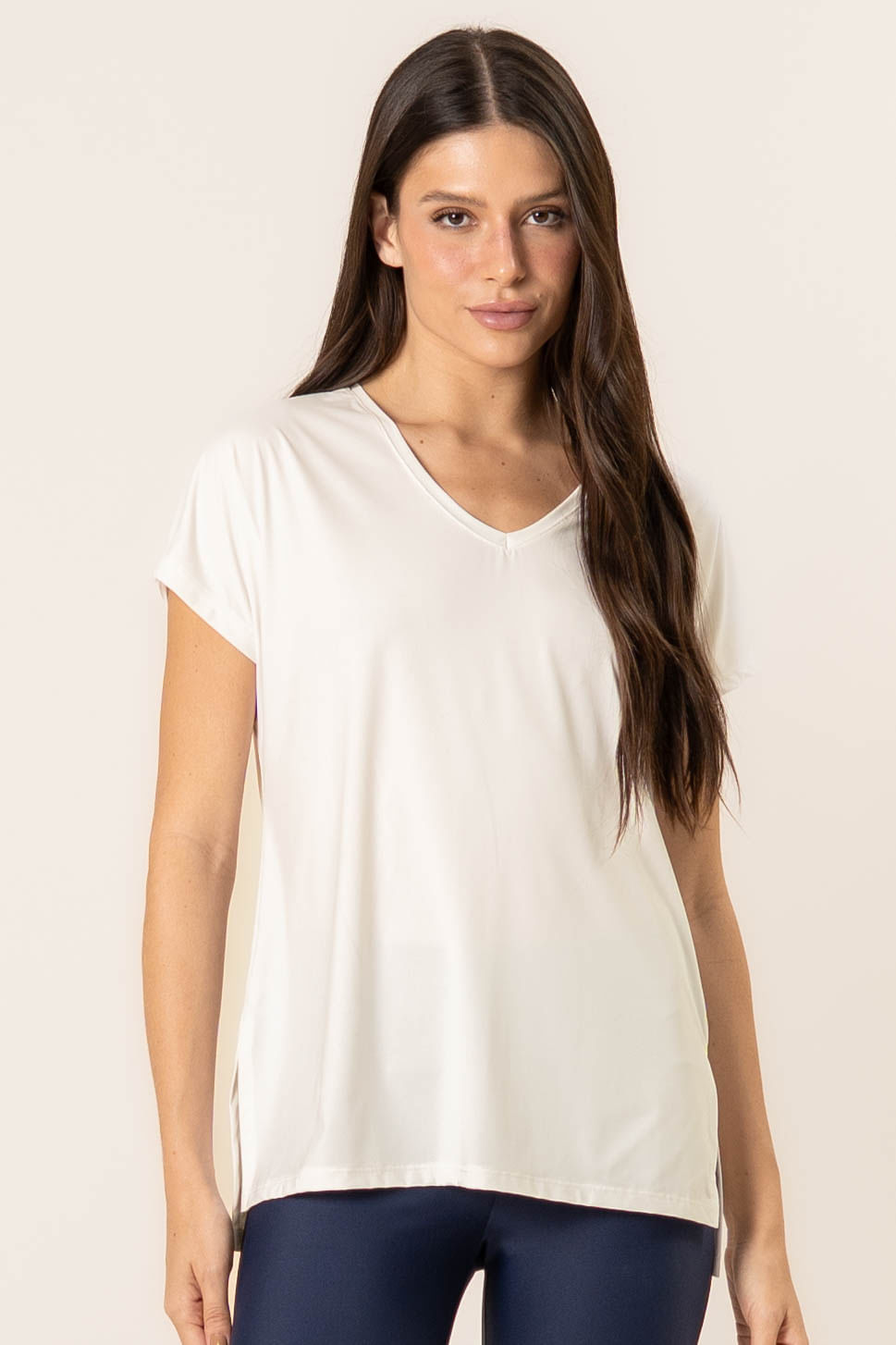 Camiseta Decote V Basic Pulse Vivame Branco - Imagem 1