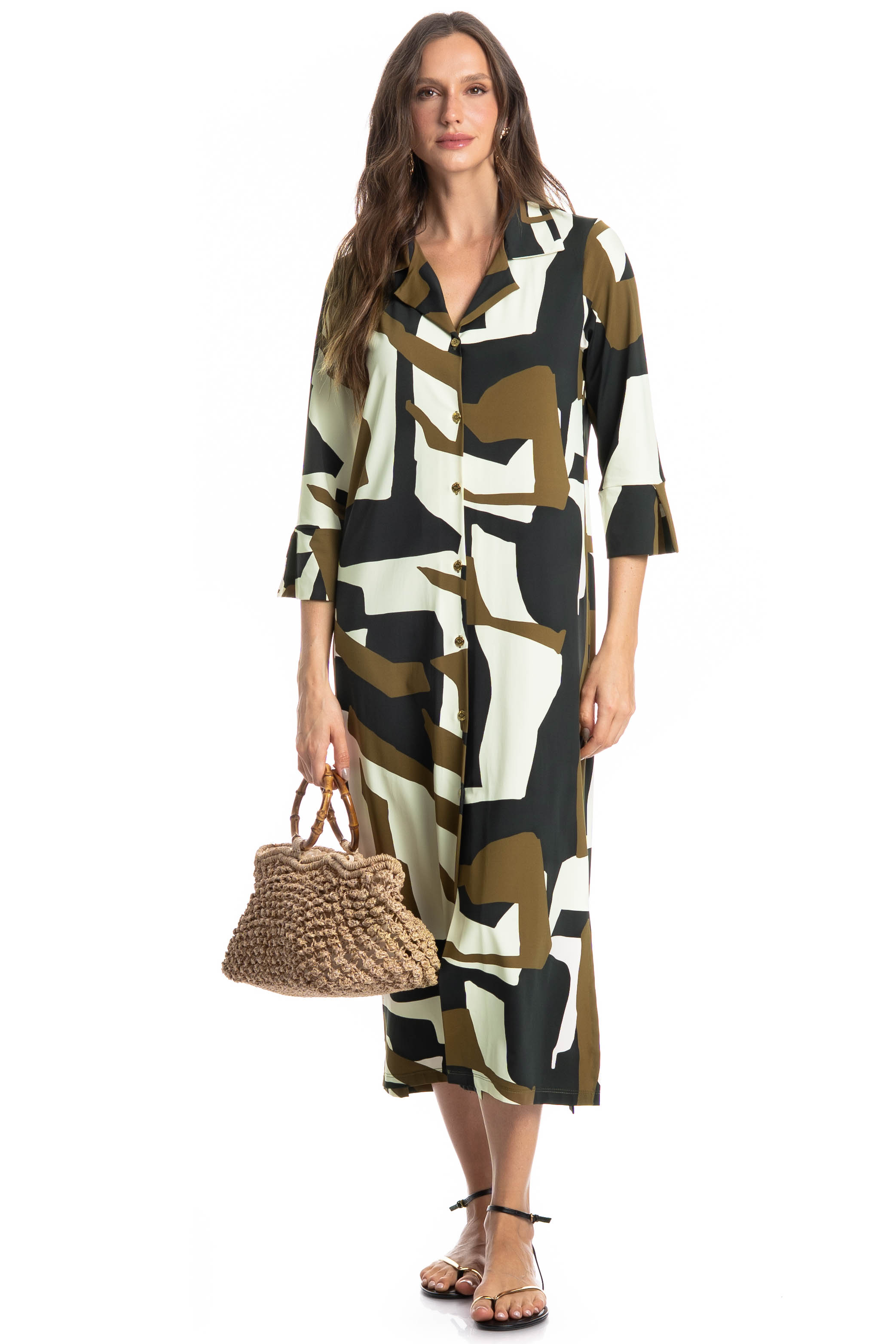 Chemise Midi Manga 7/8 Copenhagem Preto - Imagem 1