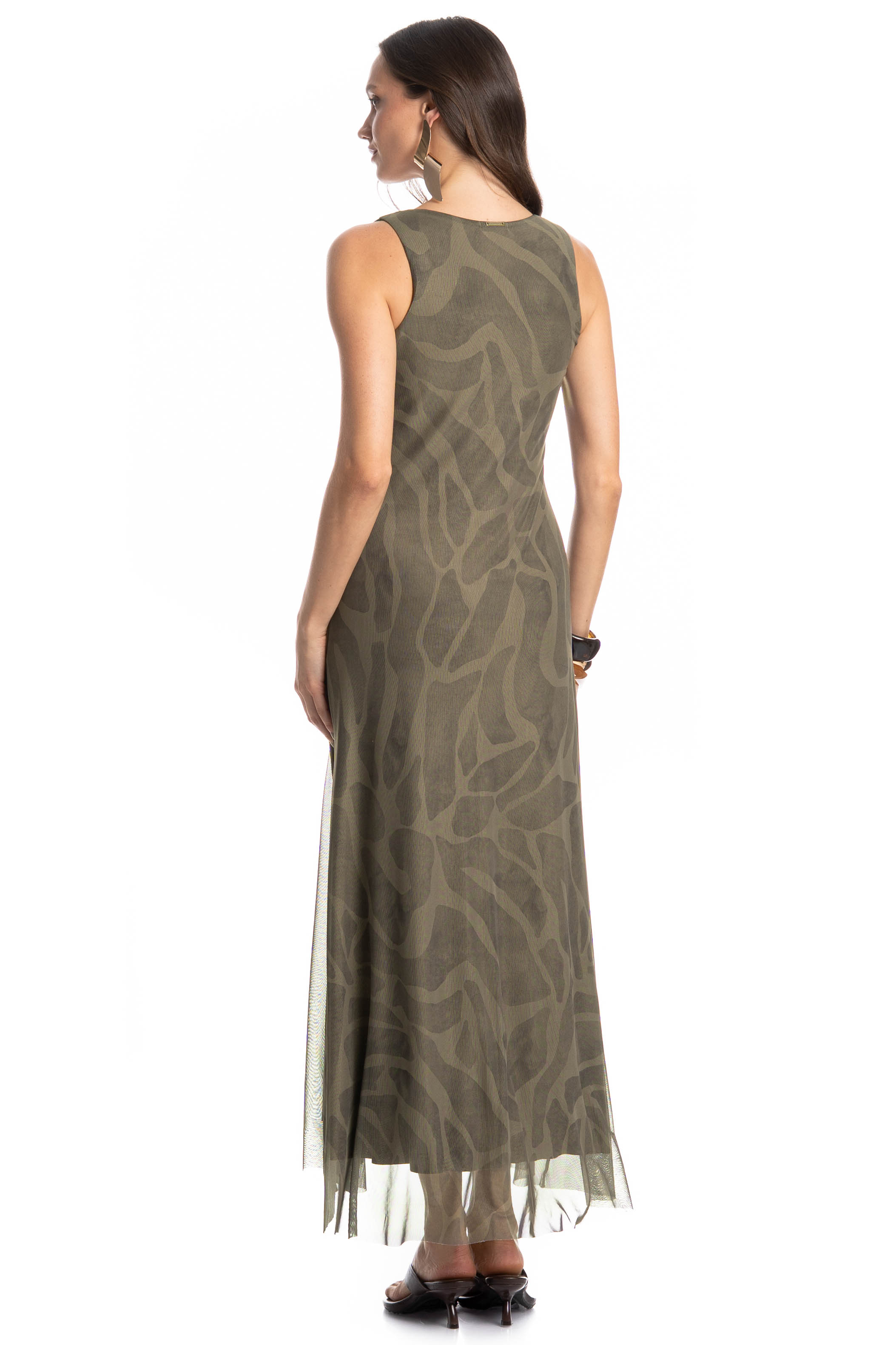 Vestido Evasê De Tule Safari Verde - Imagem 2