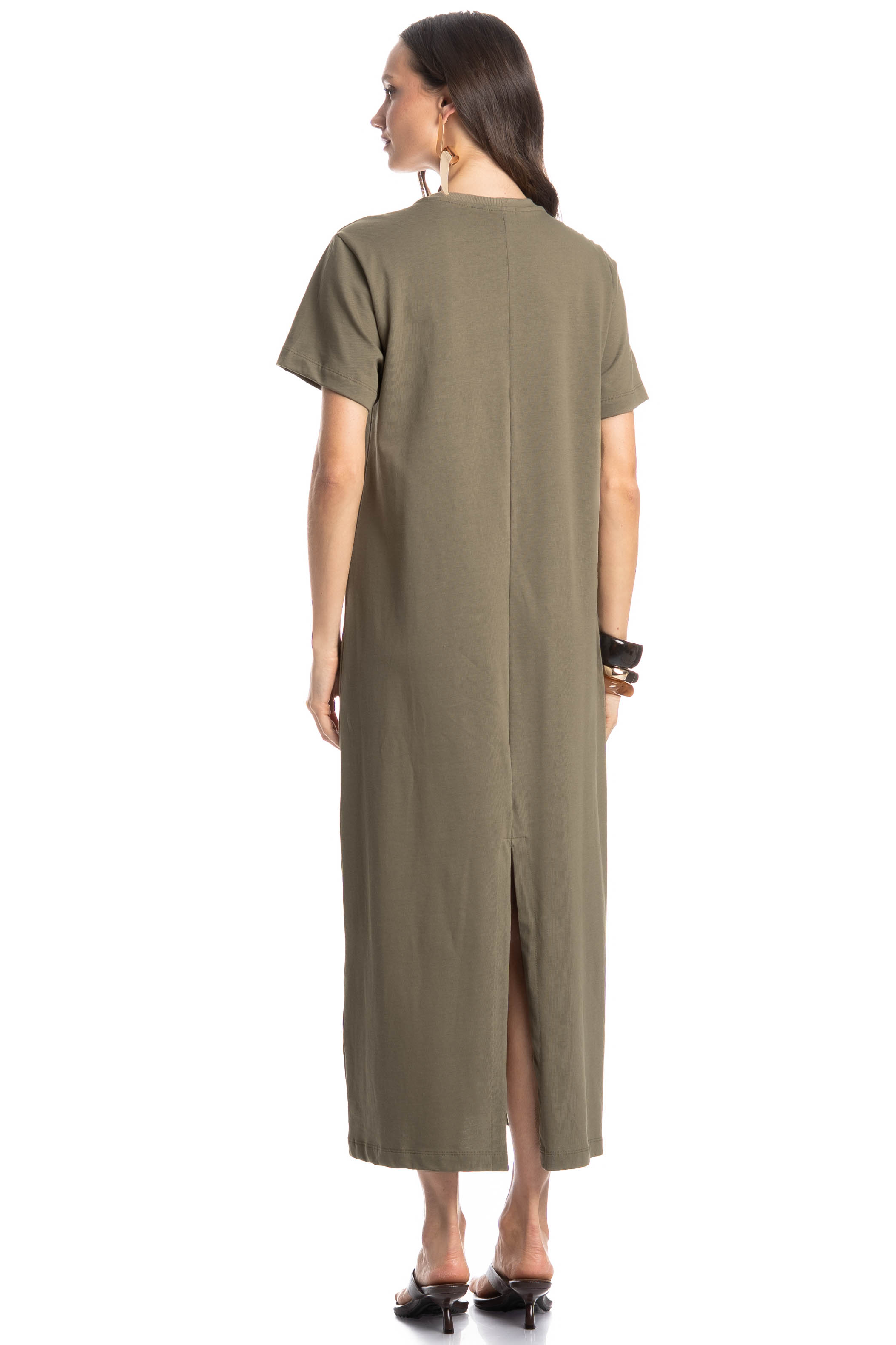Vestido Com Manga Safari Verde - Imagem 2