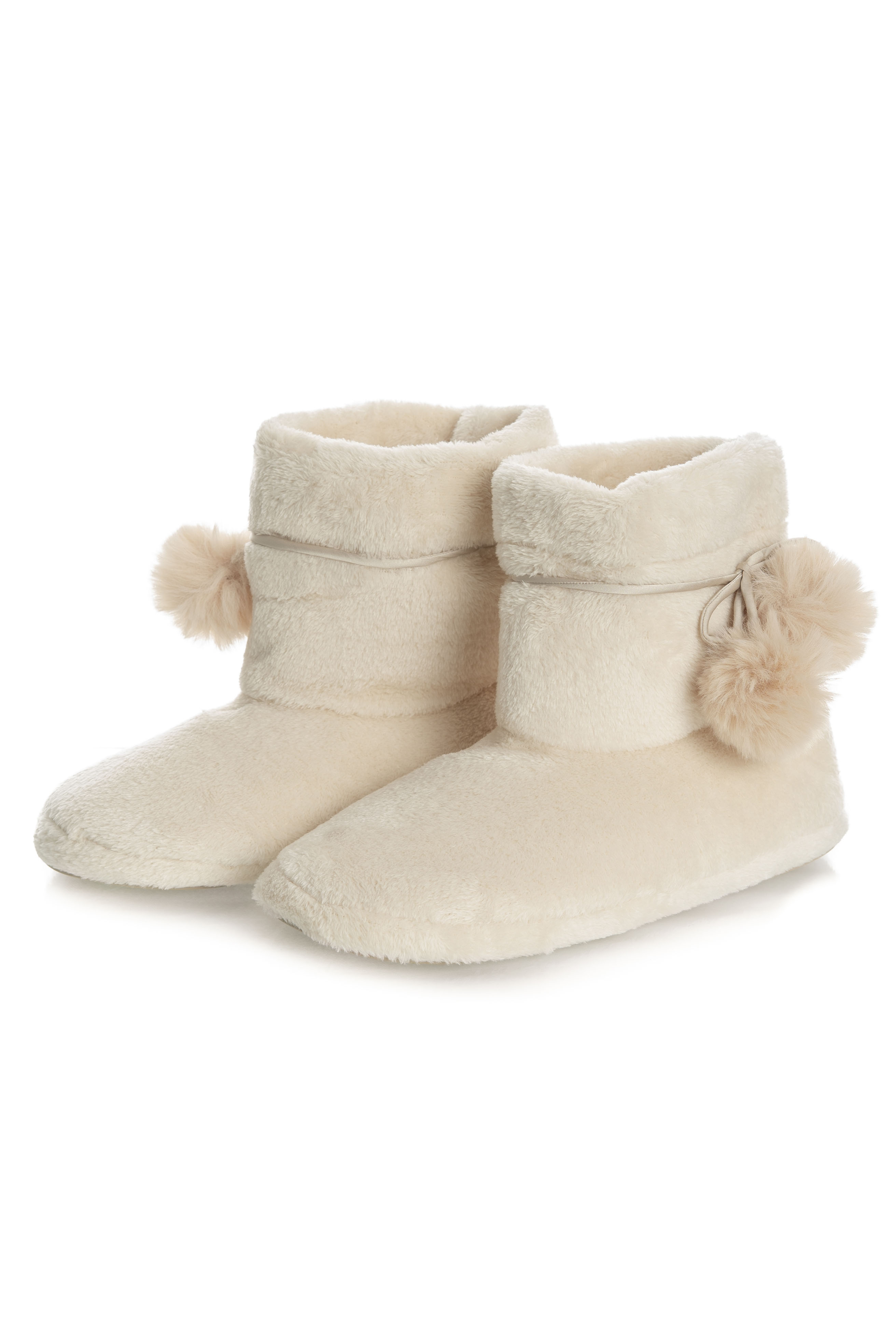 Bota Feminina Em Fleece Domenica Bege - Imagem 1
