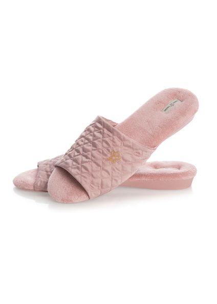 Chinelo Em Atoalhado Flor Aberto Rosa - Imagem 1