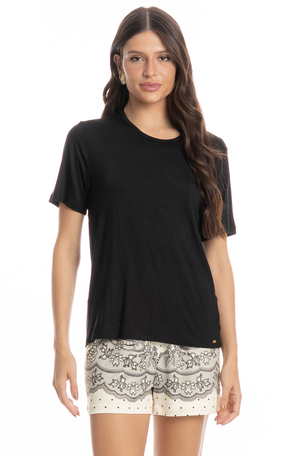 Pijama Curto Feminino Chiara Branco - Imagem 1