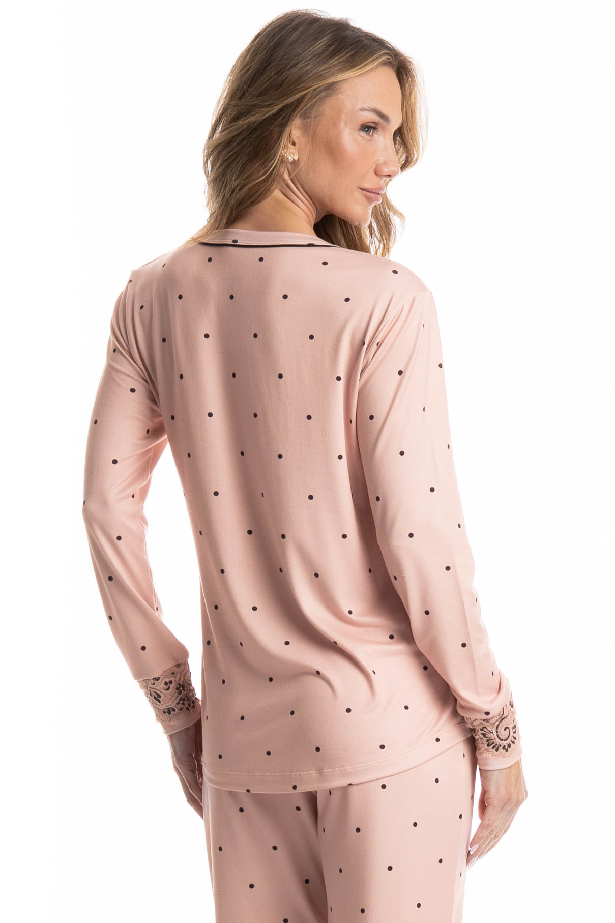Pijama Feminino Longo Laura Rosa-3 - Imagem 2