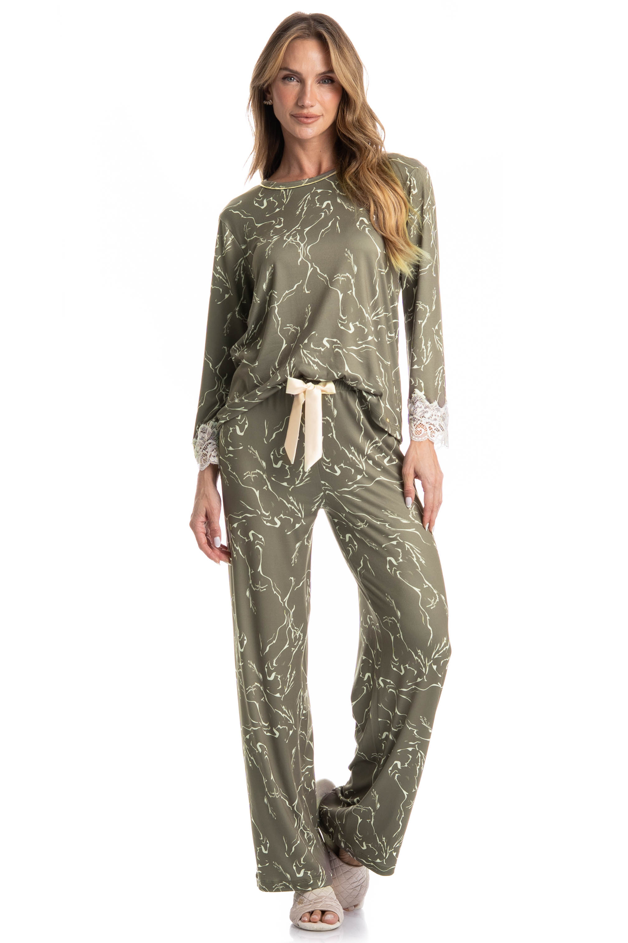 Pijama Feminino Longo Ártemis Verde - Imagem 1