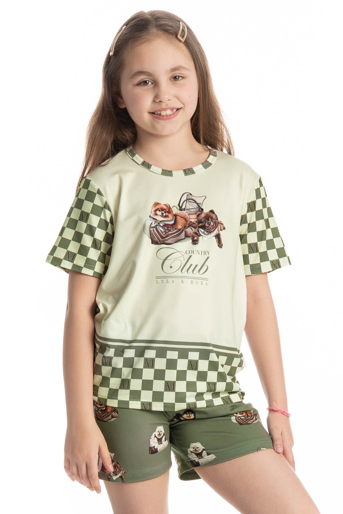 Pijama Curto Infantil Unissex Country Moka Verde - Imagem 1