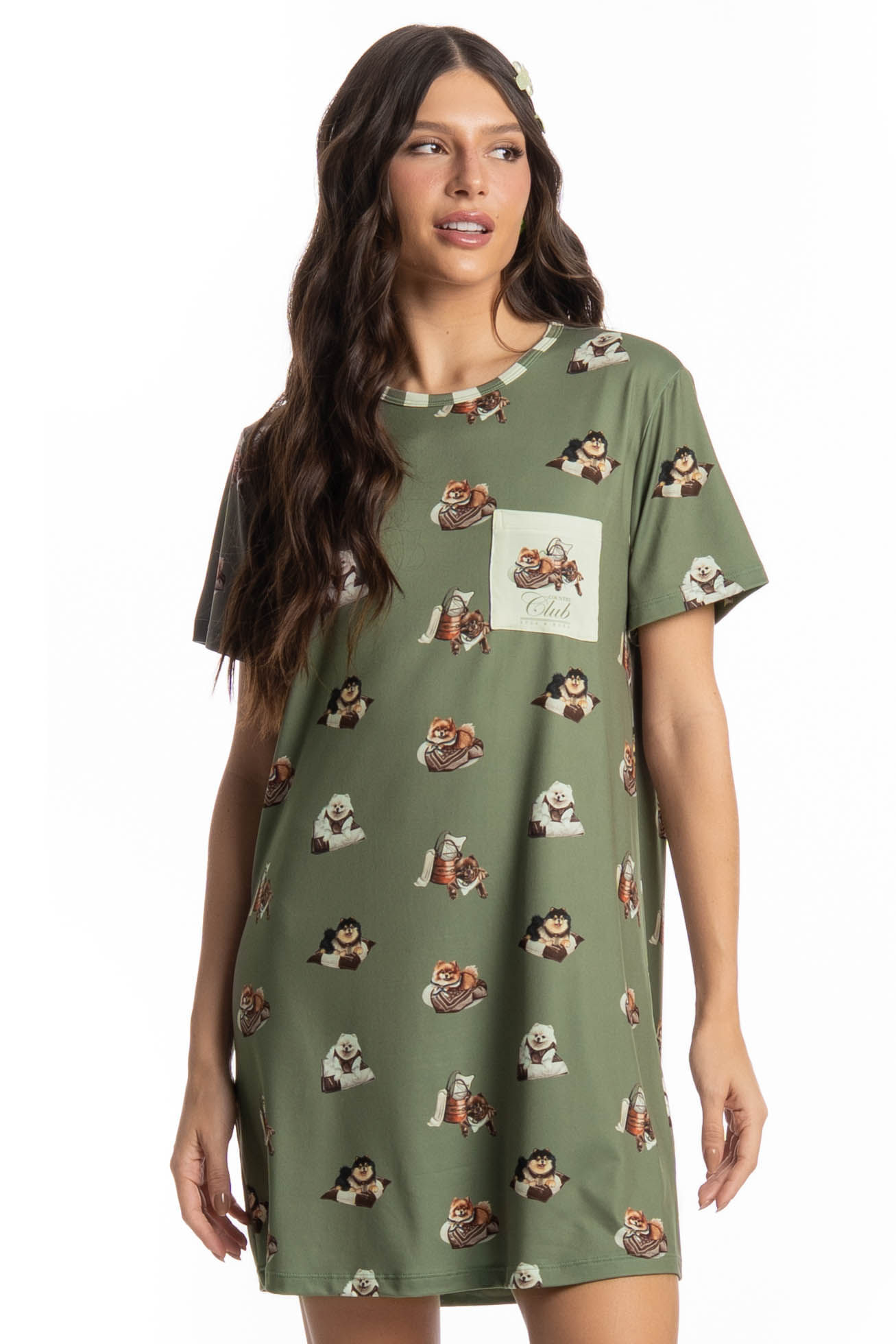 Camisão Curto Country Moka Verde - Imagem 1