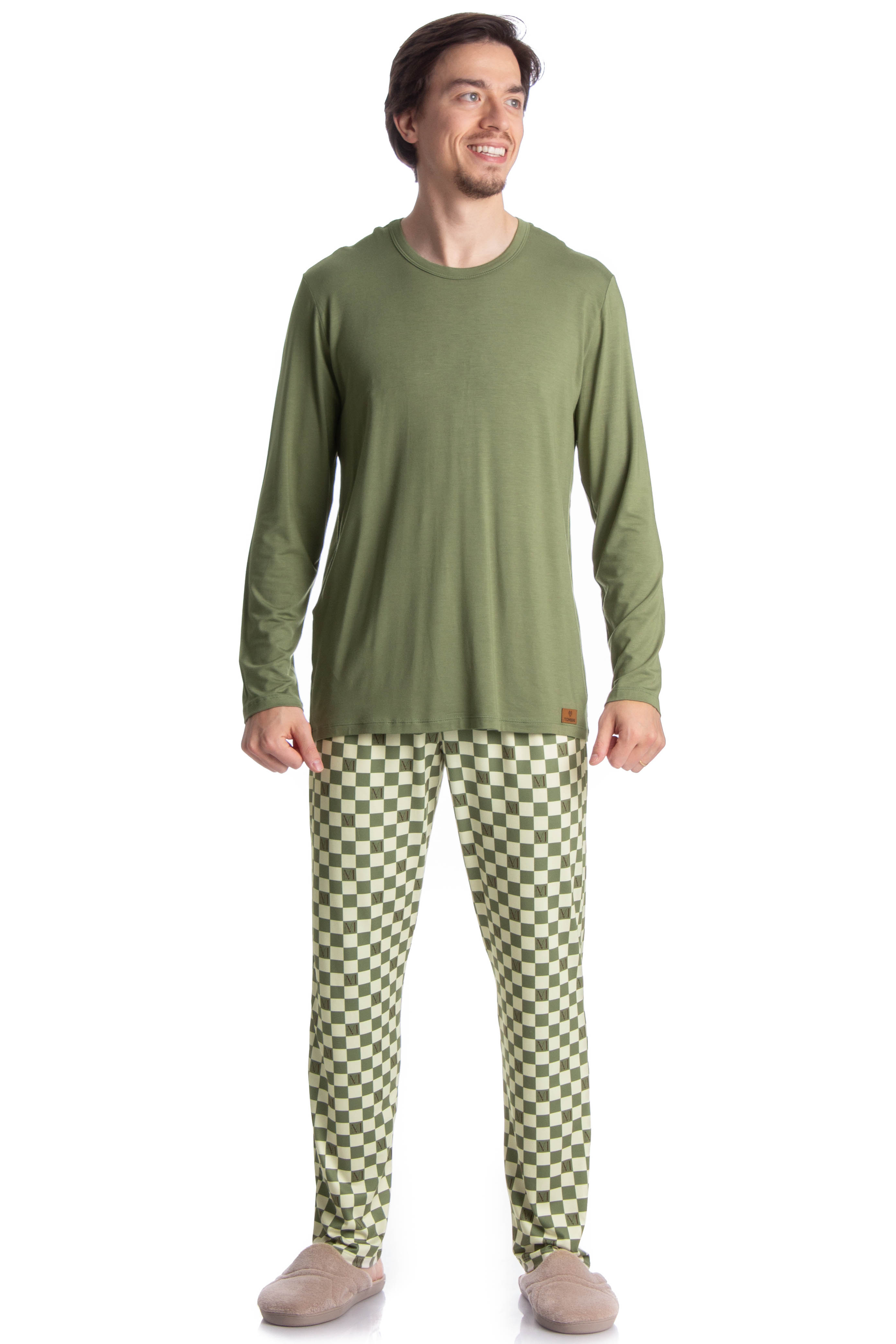 Pijama Longo Masculino Country Moka Verde - Imagem 1
