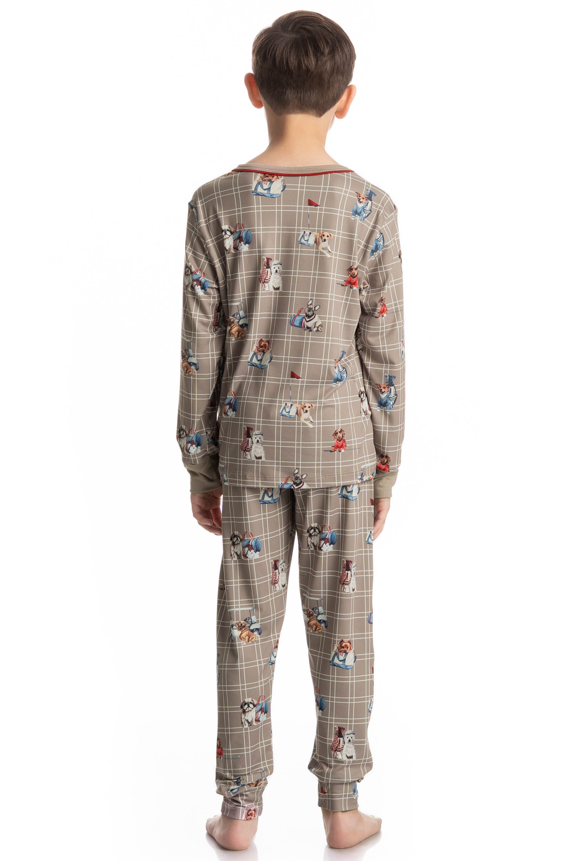 Pijama Longo Infantil Unissex Dogs Golf Bege - Imagem 2