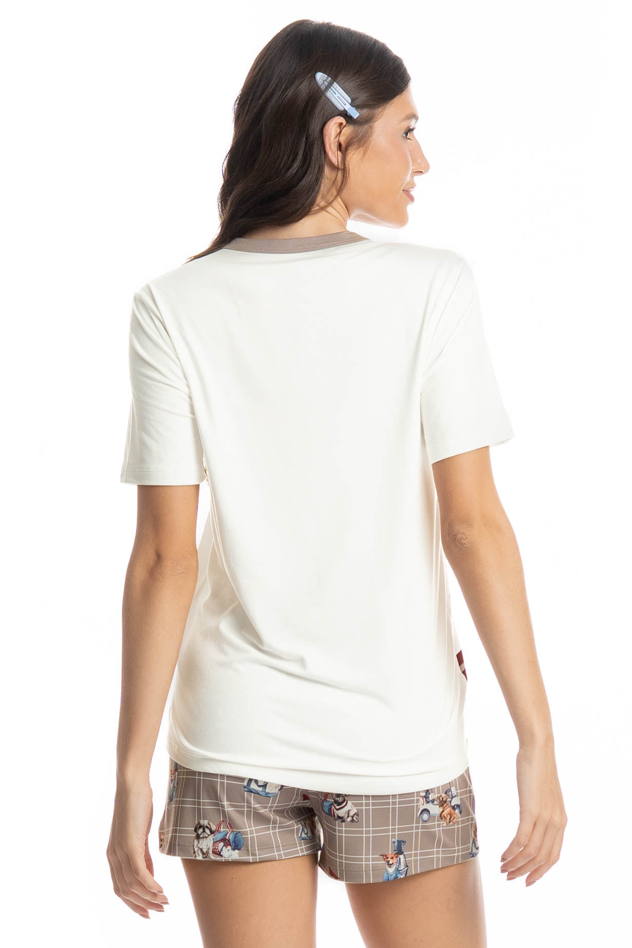 Pijama Feminino Curto Dogs Golf Bege - Imagem 2