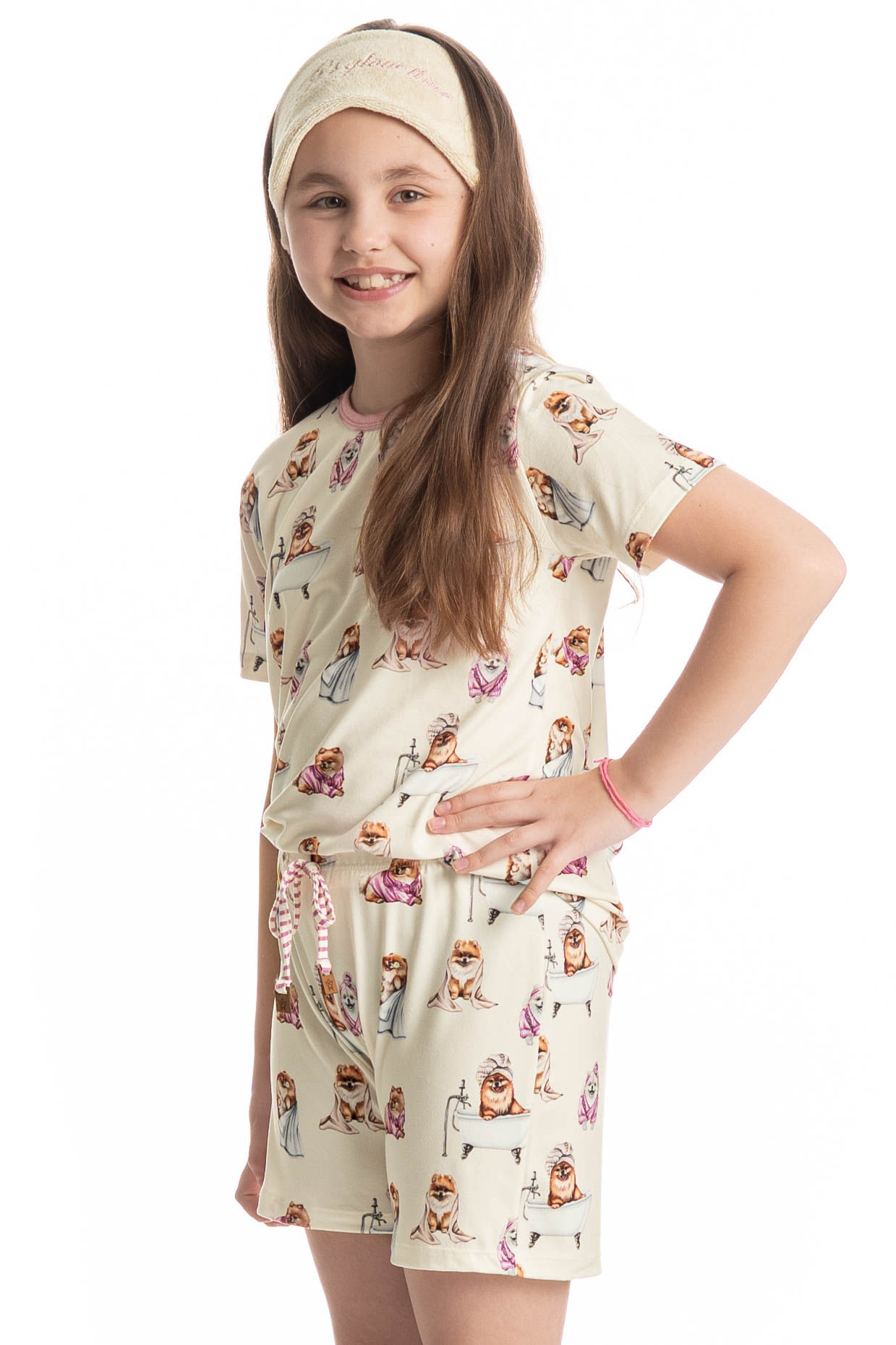 Pijama Infantil Curto Lyla Spa Branco - Imagem 1