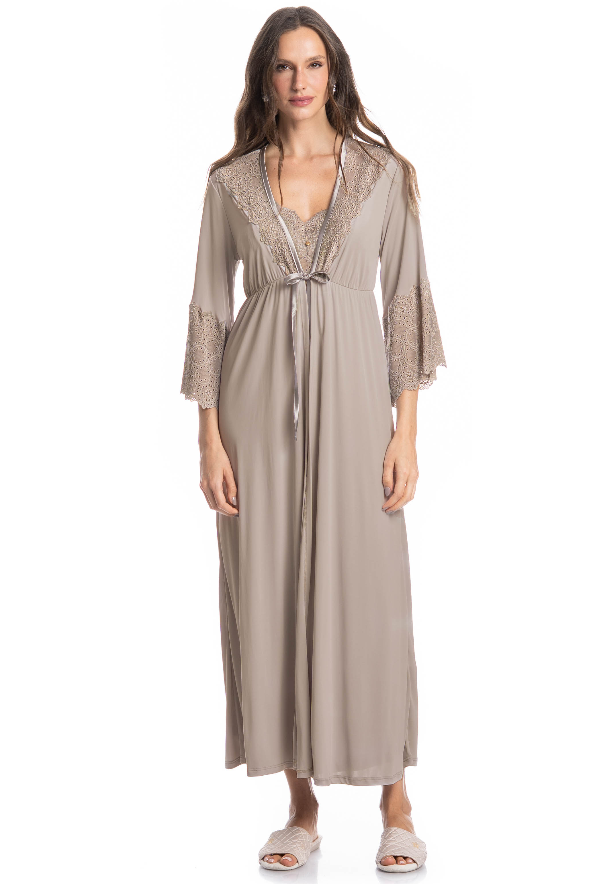 Robe Longo Nani Bege - Imagem 1