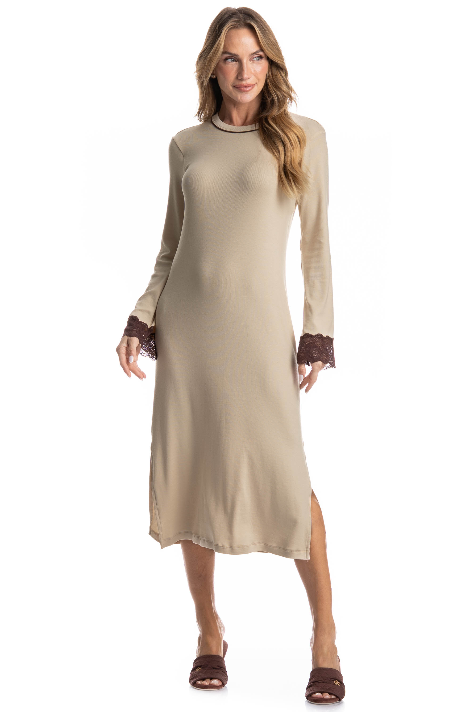 Camisão Feminino Midi Sofia Branco - Imagem 1