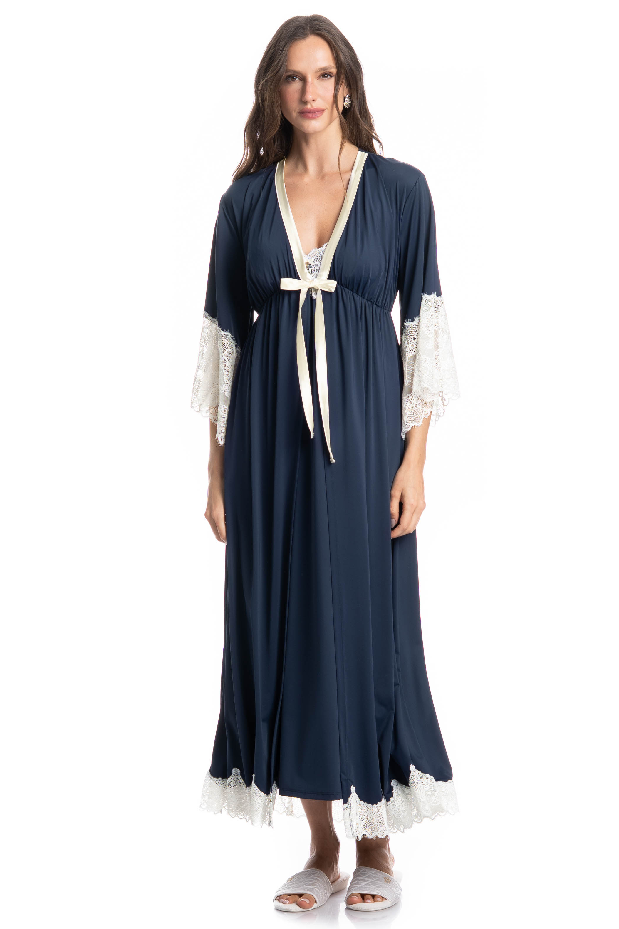 Robe Feminino Longo Gabriela Azul-marinho - Imagem 1