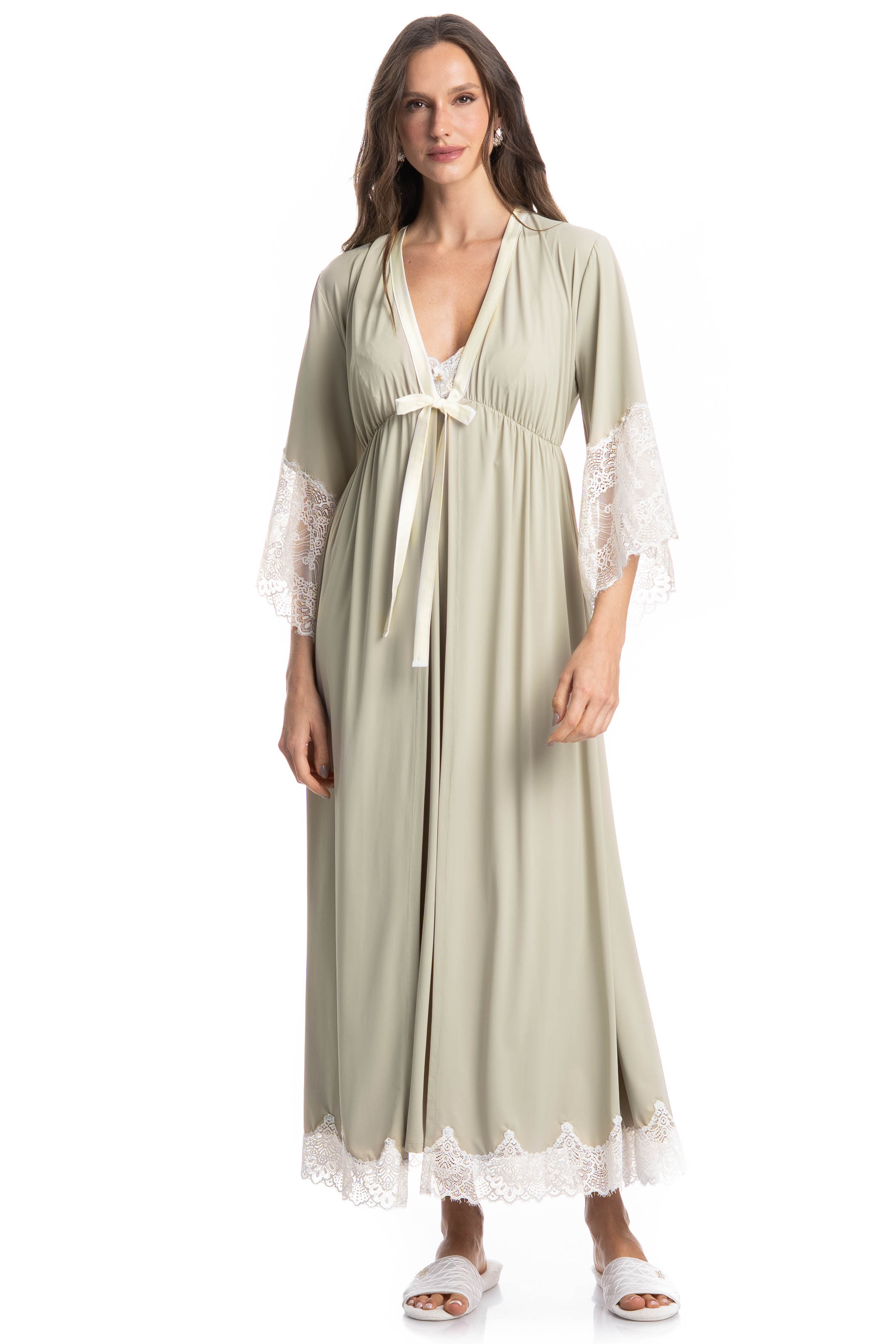 Robe Feminino Longo Gabriela Bege - Imagem 1
