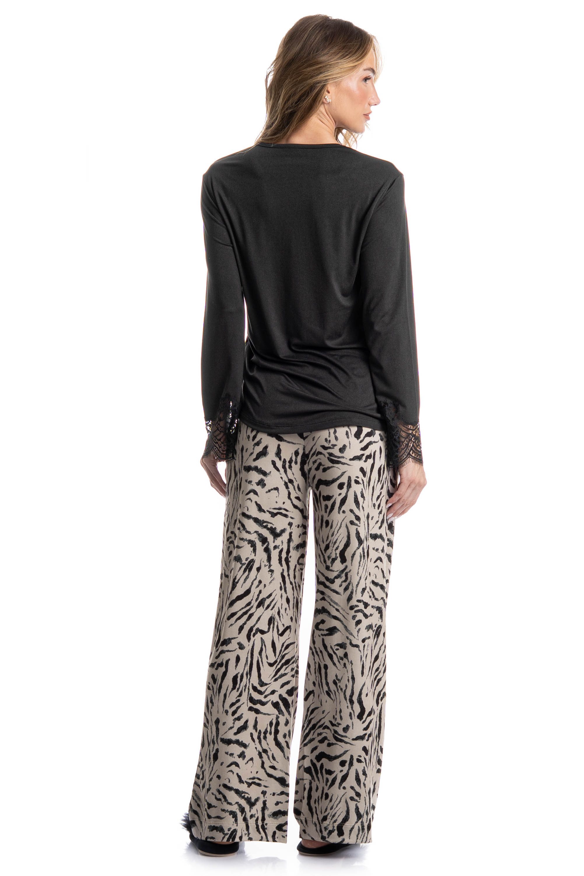 Pijama Wide Leg Felina Preto - Imagem 2