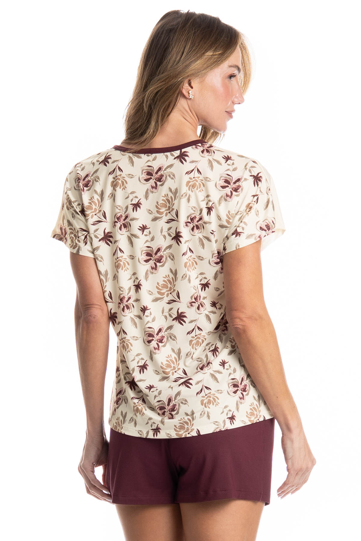 Pijama Feminino Curto Flora Vermelho - Imagem 2
