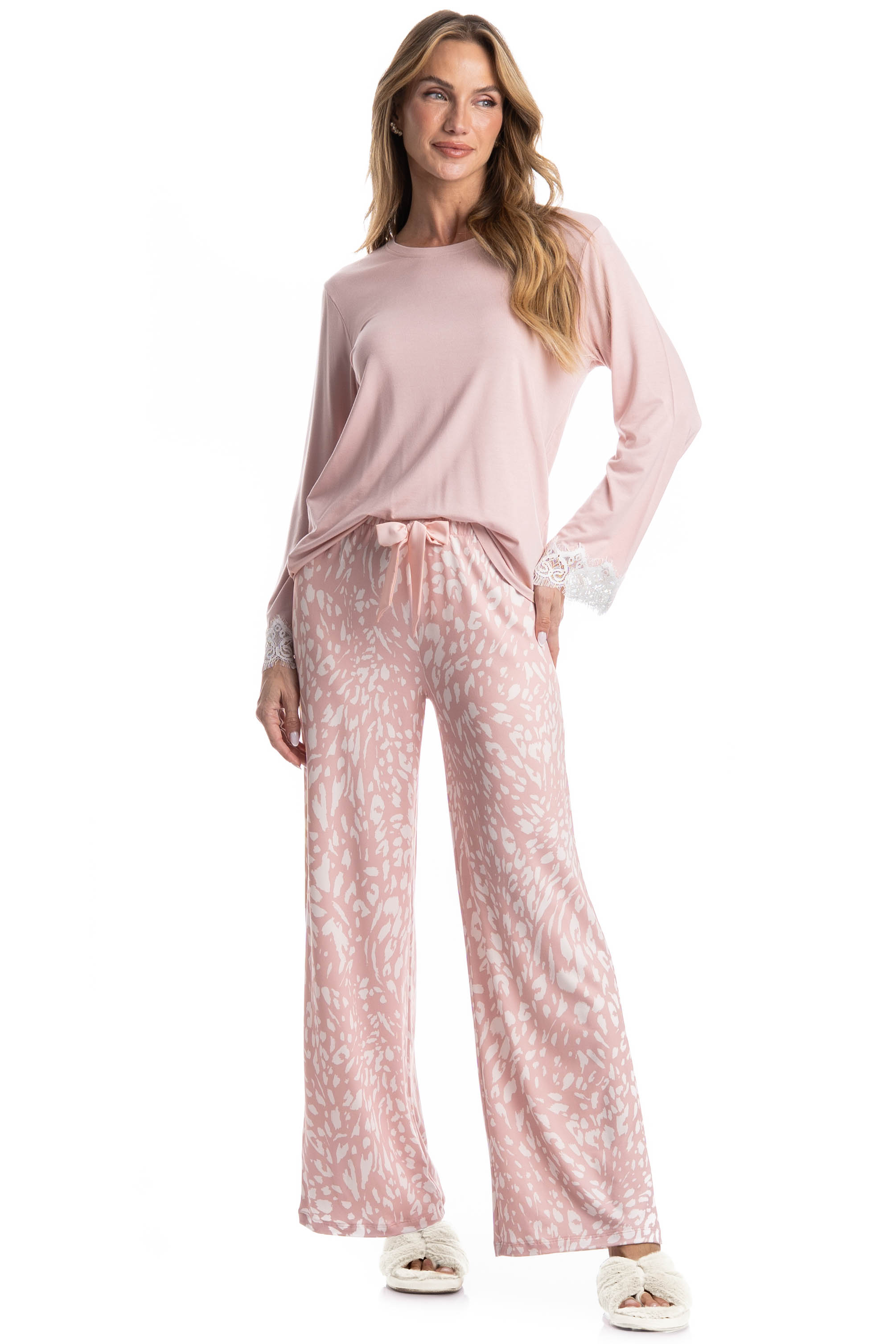 Pijama Wide Leg Luísa Rosa-3 - Imagem 1