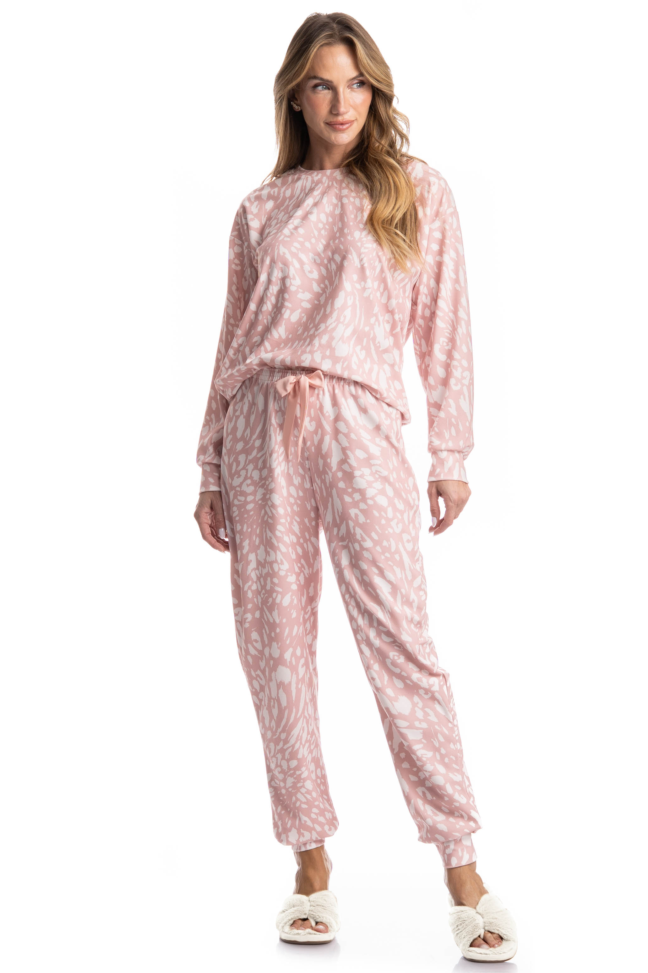 Pijama Feminino Longo Velvet Luísa Rosa-3 - Imagem 1