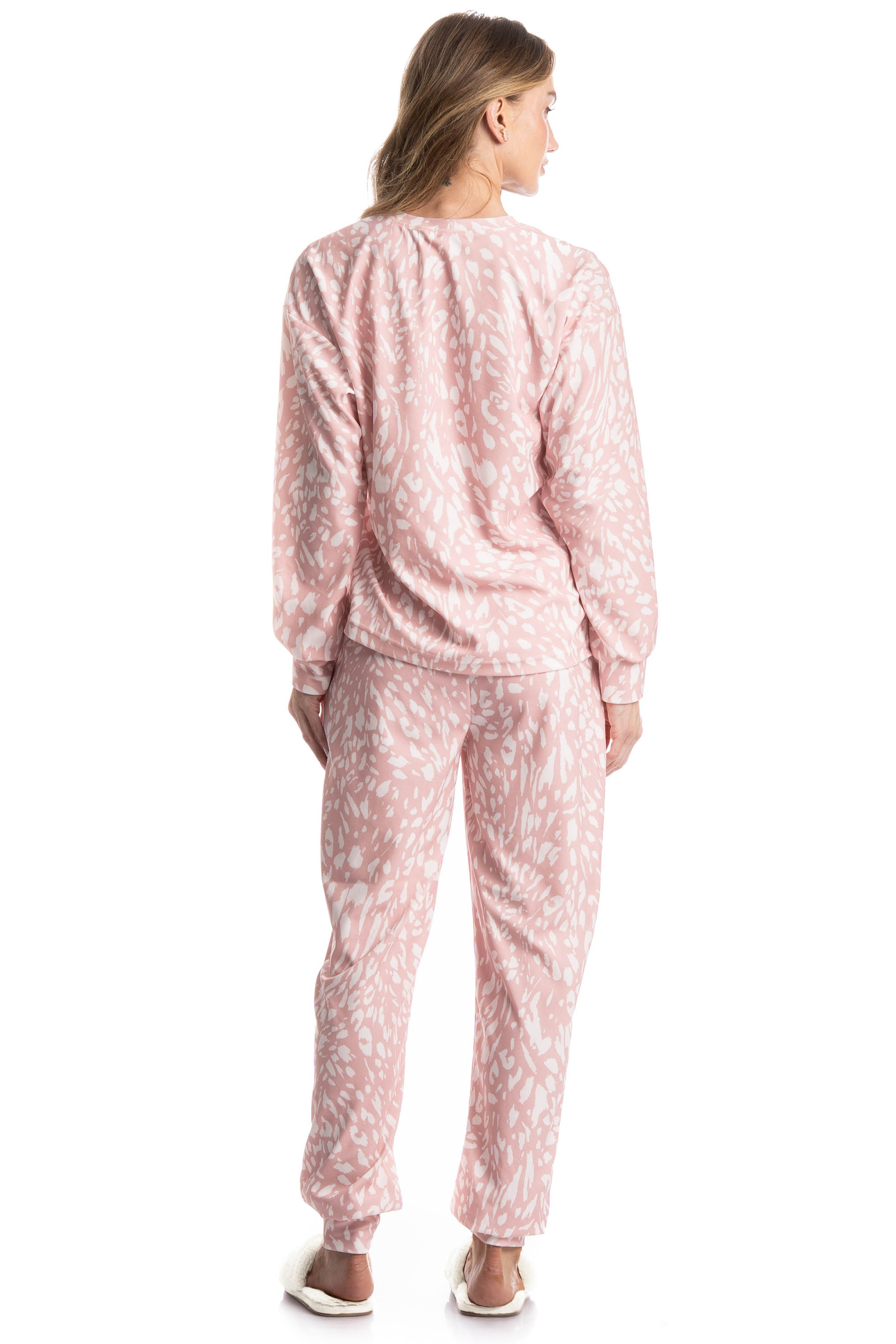 Pijama Feminino Longo Velvet Luísa Rosa-3 - Imagem 2