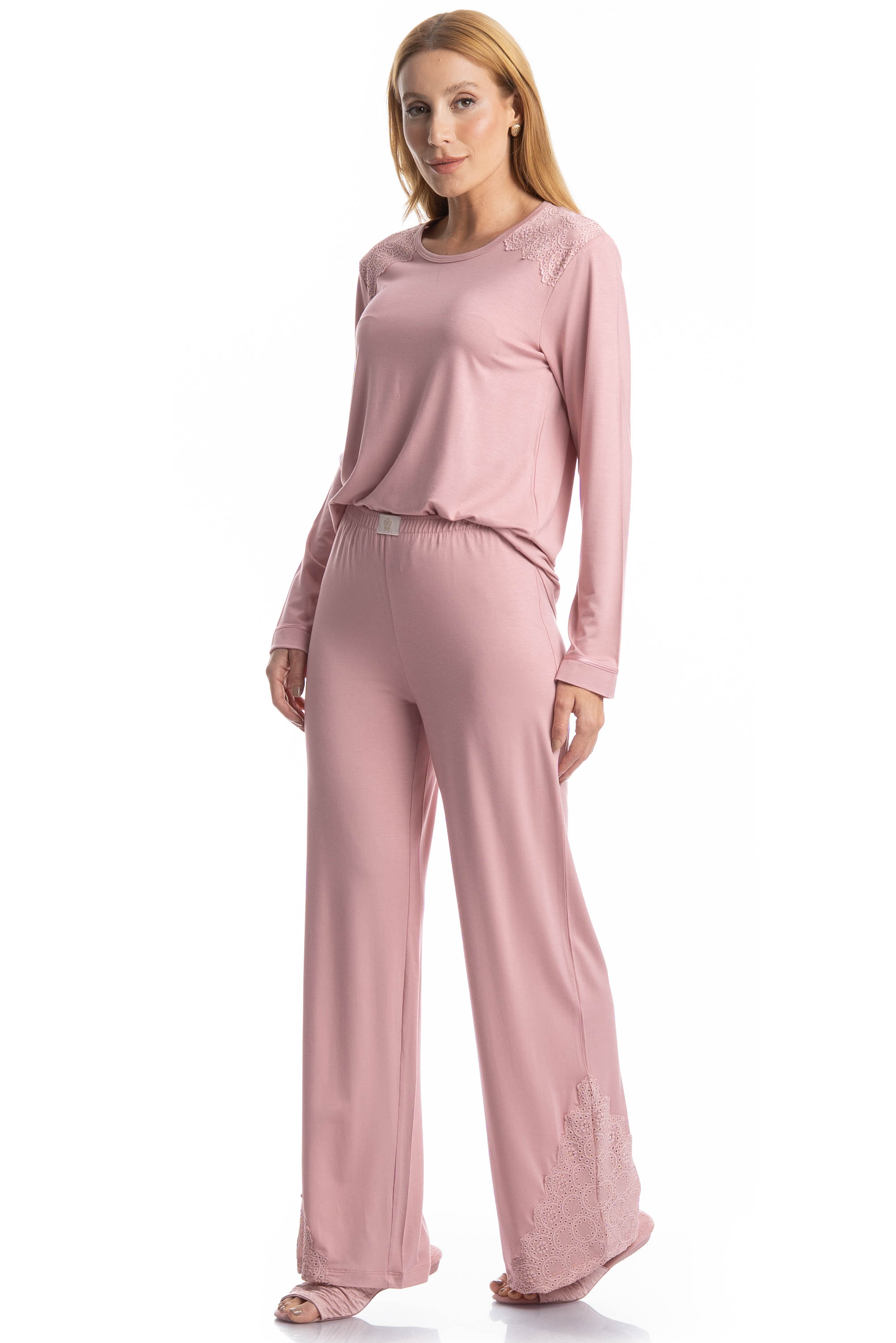 Pijama Longo Laise Rosa-3 - Imagem 1